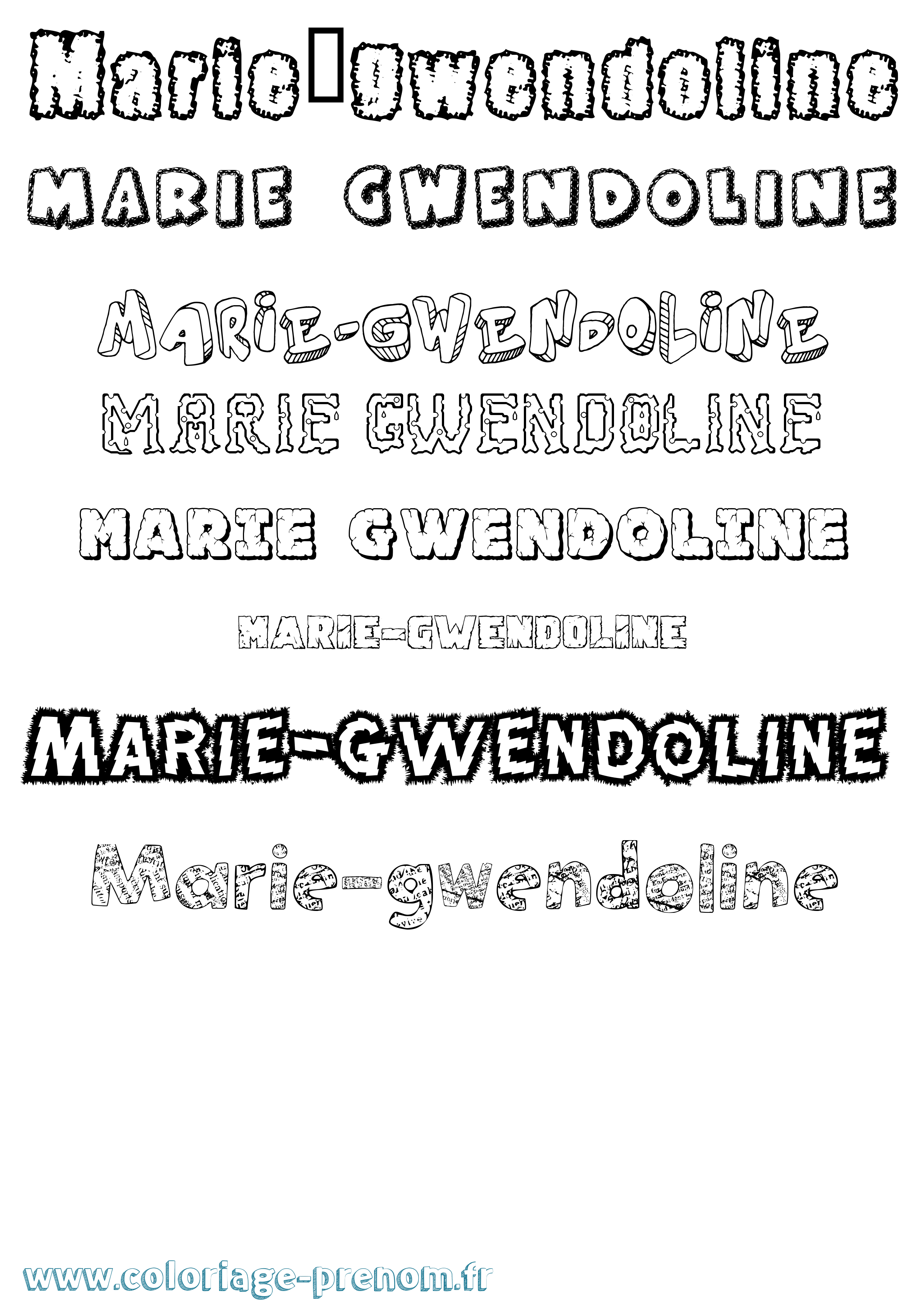 Coloriage Marie-Gwendoline Destructuré Coloriage prénom Marie-Gwendoline Destructuré
