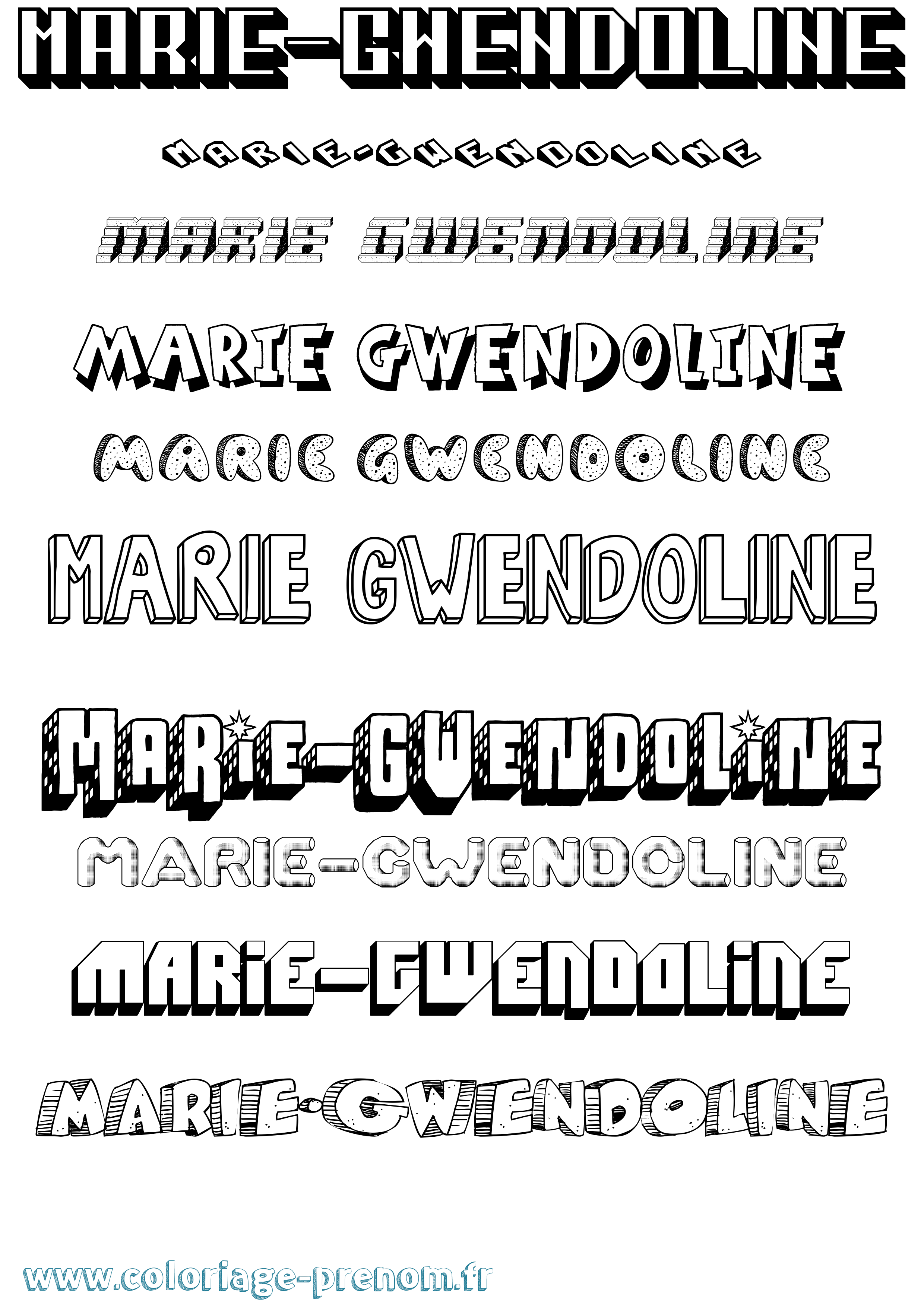 Coloriage Marie-Gwendoline Effet 3D Coloriage prénom Marie-Gwendoline Effet 3D