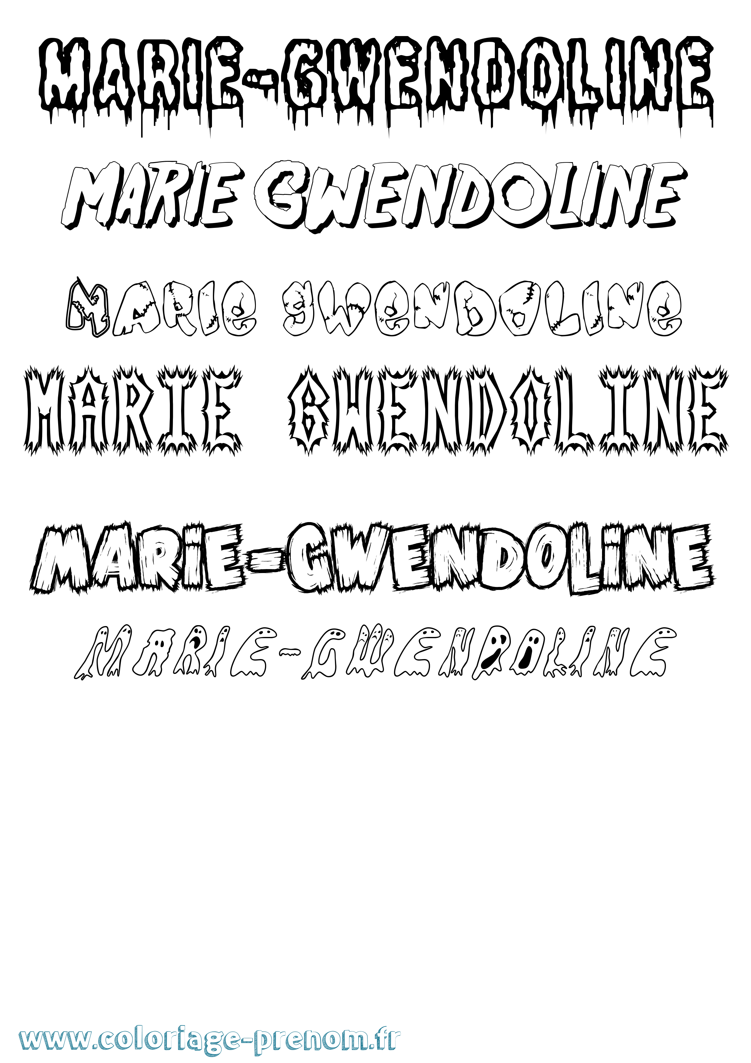 Coloriage Marie-Gwendoline Frisson Coloriage prénom Marie-Gwendoline Frisson