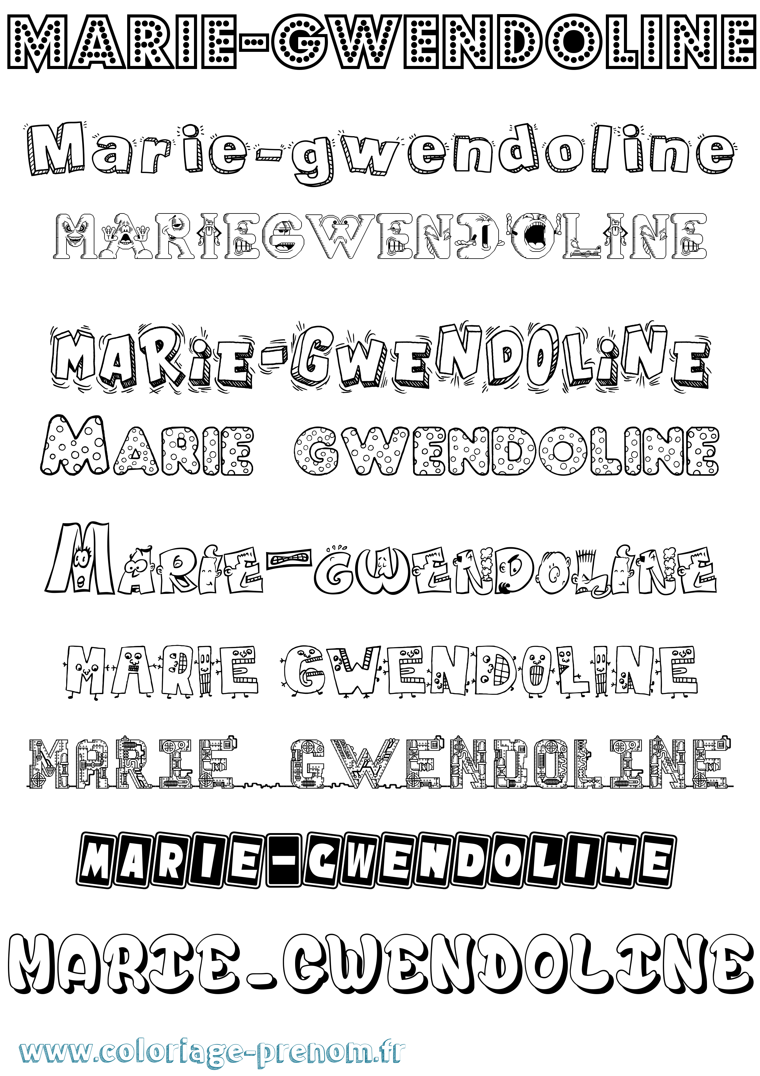 Coloriage Marie-Gwendoline Fun Coloriage prénom Marie-Gwendoline Fun