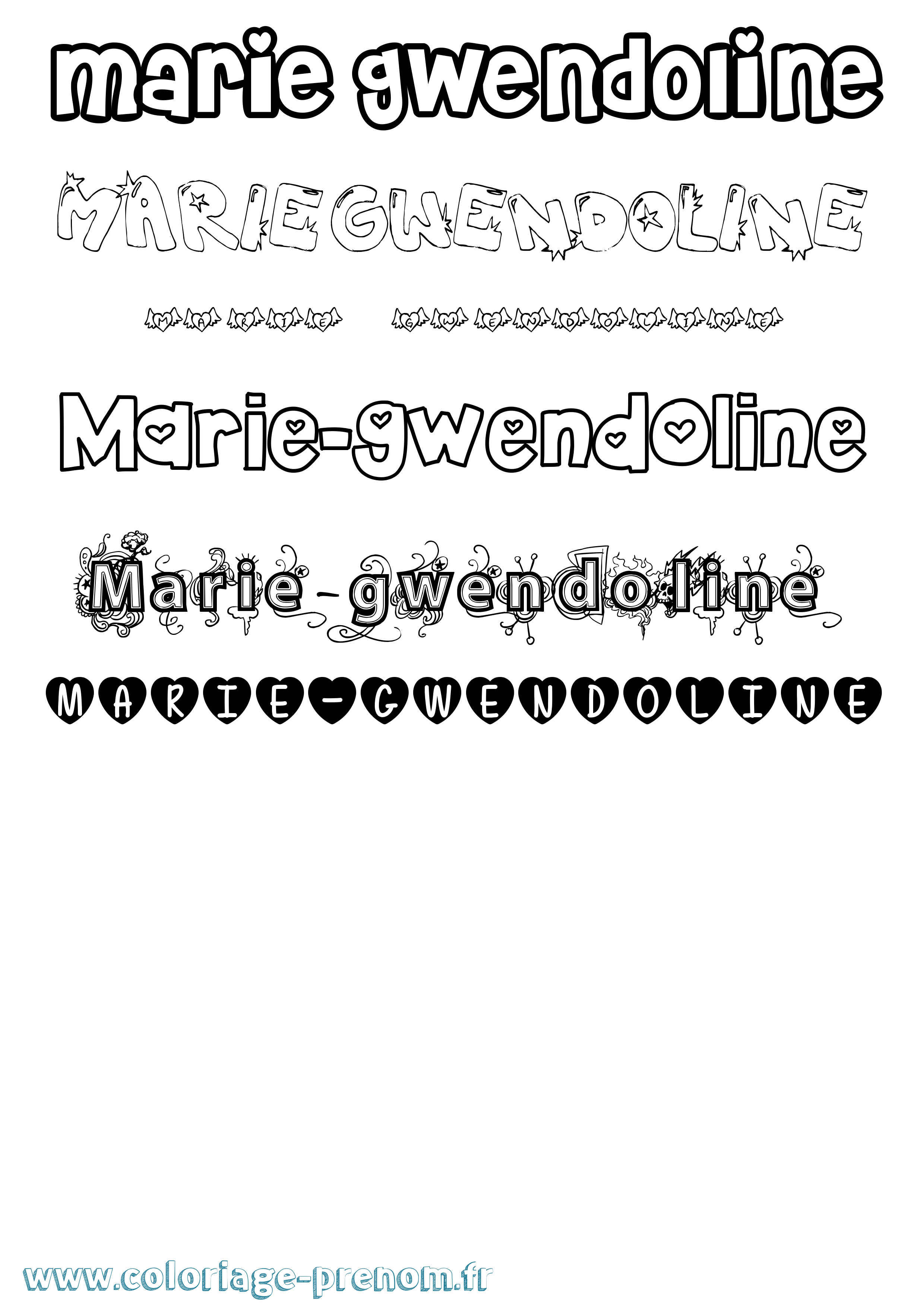 Coloriage Marie-Gwendoline Girly Coloriage prénom Marie-Gwendoline Girly