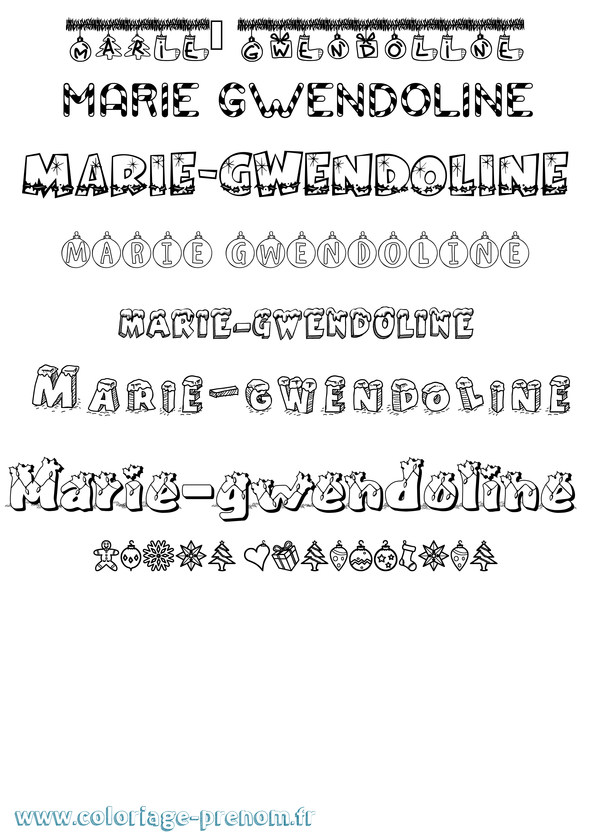 Coloriage Marie-Gwendoline Noël Coloriage prénom Marie-Gwendoline Noël