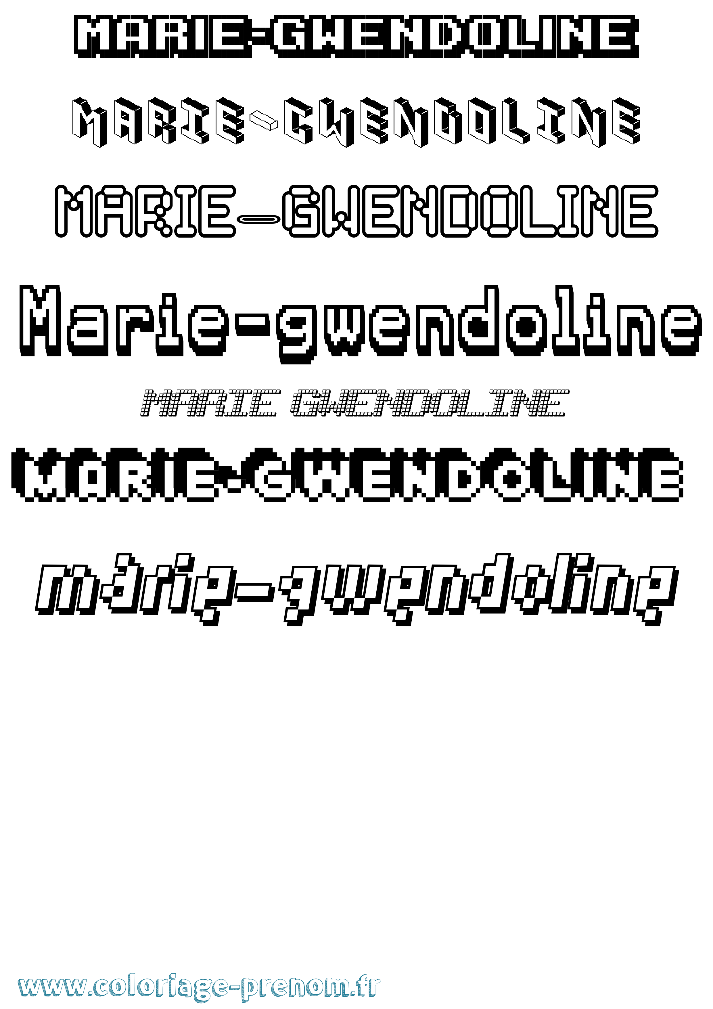 Coloriage Marie-Gwendoline Pixel Coloriage prénom Marie-Gwendoline Pixel
