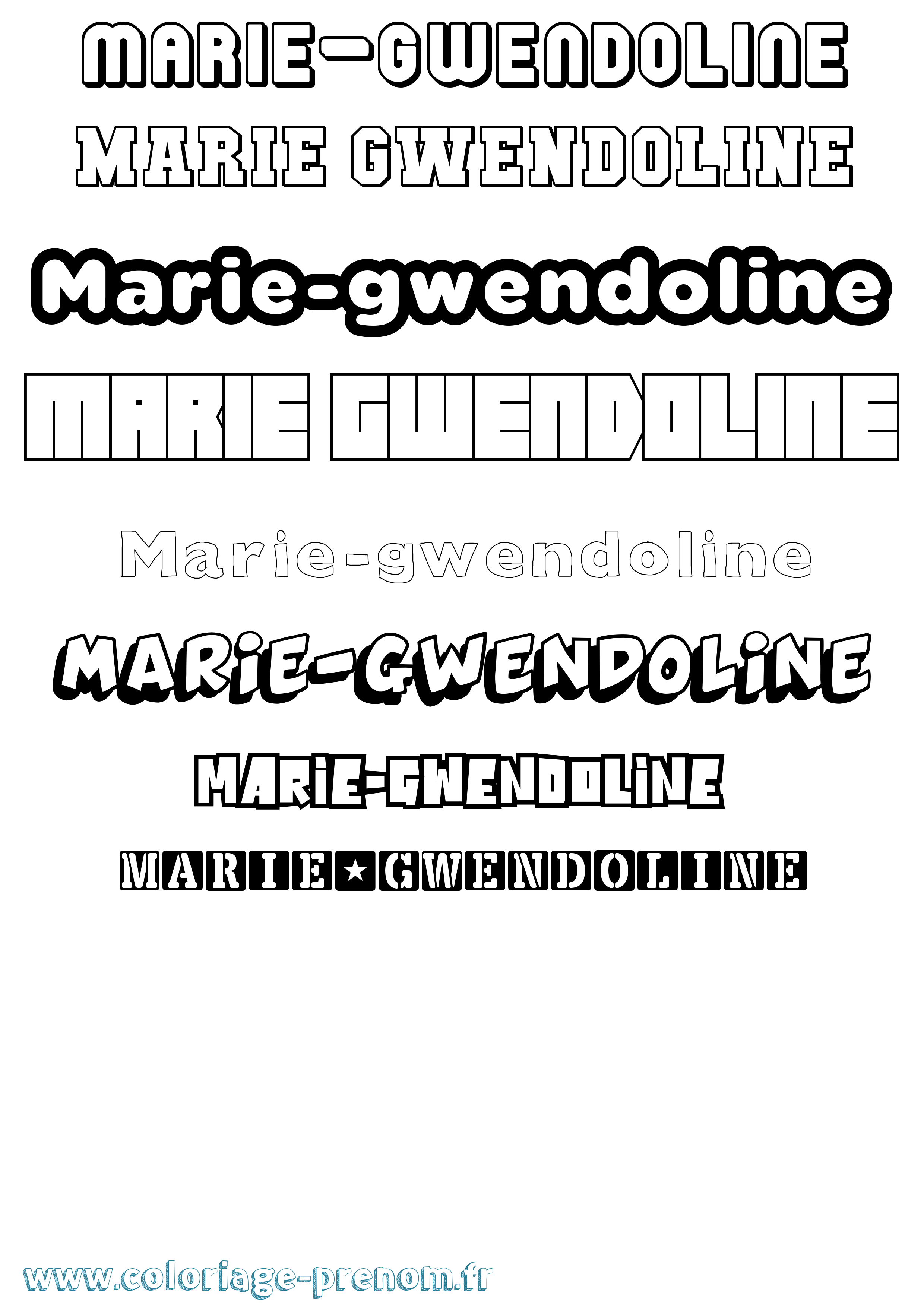 Coloriage Marie-Gwendoline Simple Coloriage prénom Marie-Gwendoline Simple