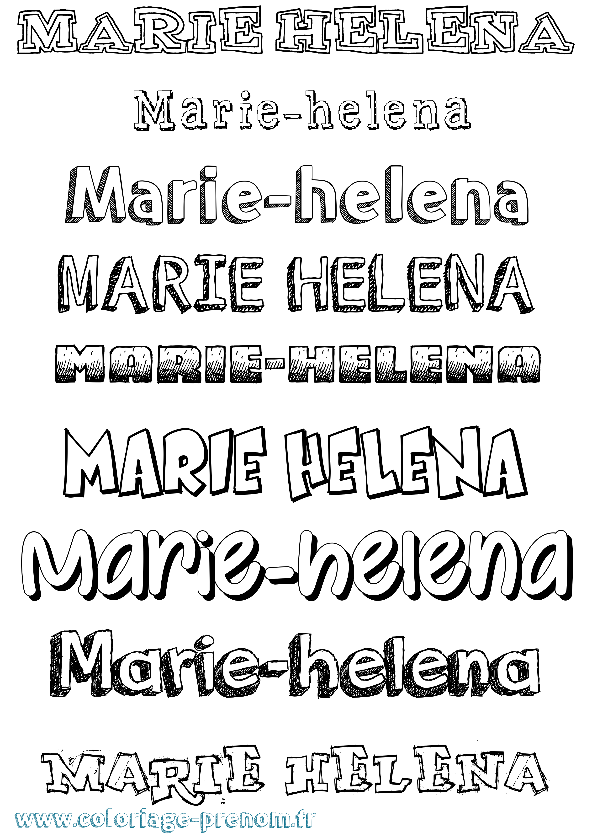 Coloriage Marie-Helena Dessiné Coloriage prénom Marie-Helena Dessiné