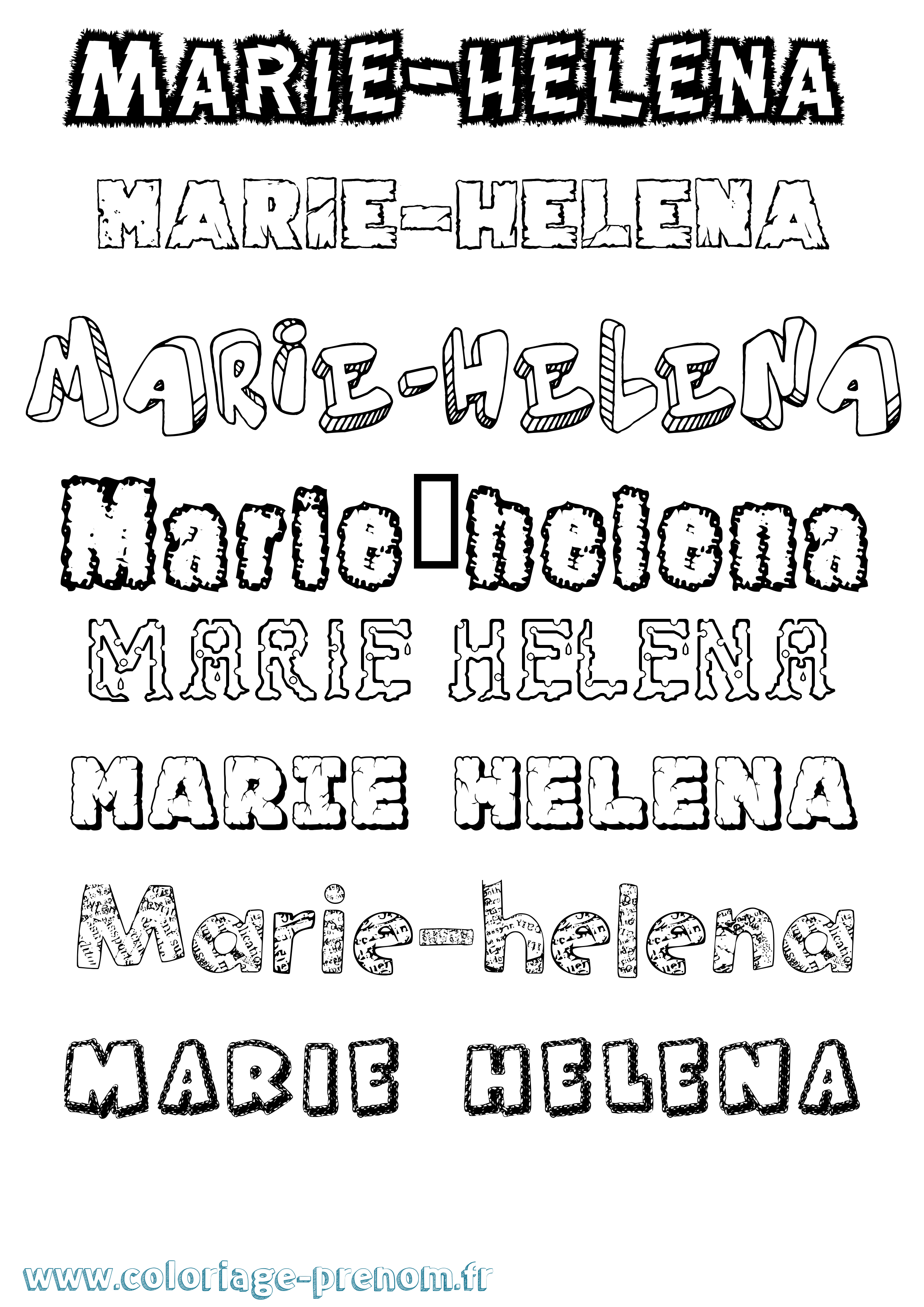 Coloriage Marie-Helena Destructuré Coloriage prénom Marie-Helena Destructuré