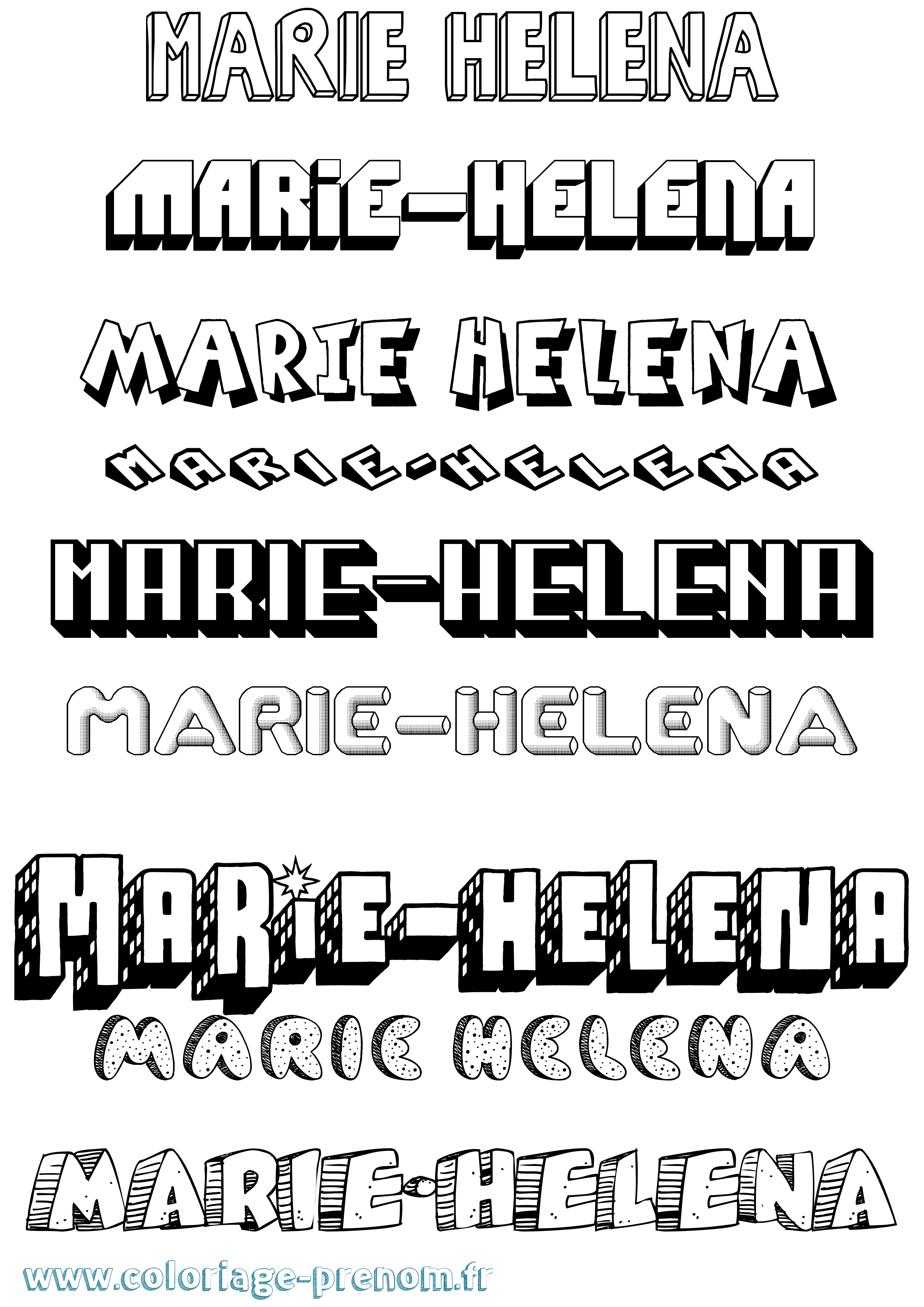 Coloriage Marie-Helena Effet 3D Coloriage prénom Marie-Helena Effet 3D