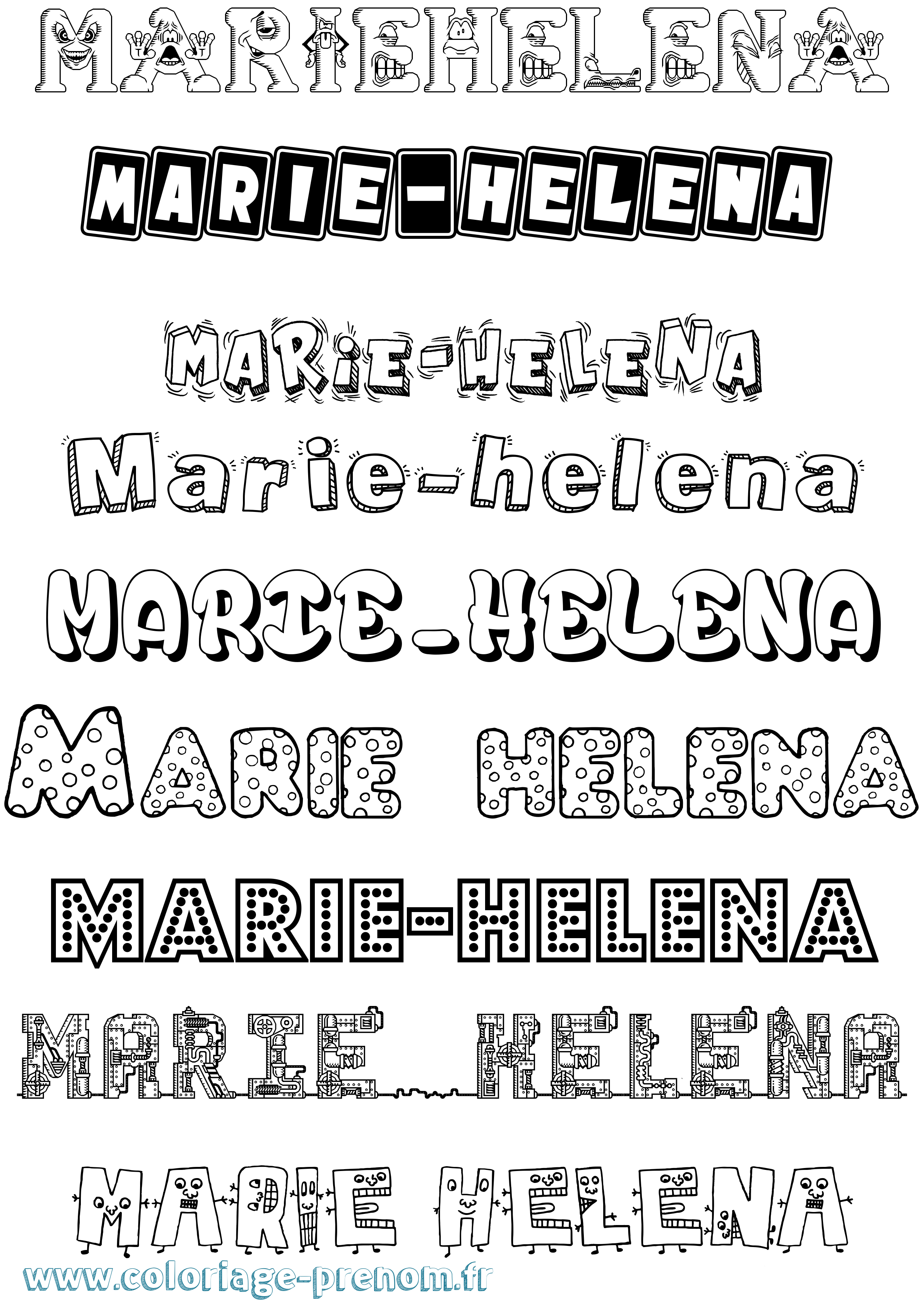 Coloriage Marie-Helena Fun Coloriage prénom Marie-Helena Fun