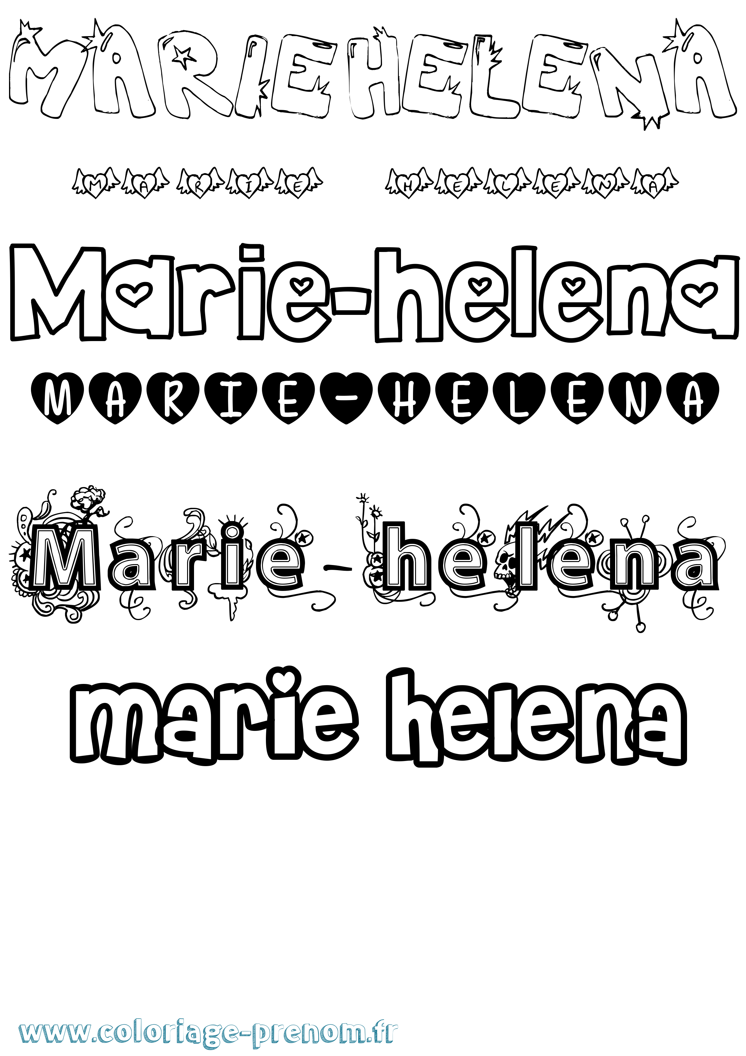 Coloriage Marie-Helena Girly Coloriage prénom Marie-Helena Girly