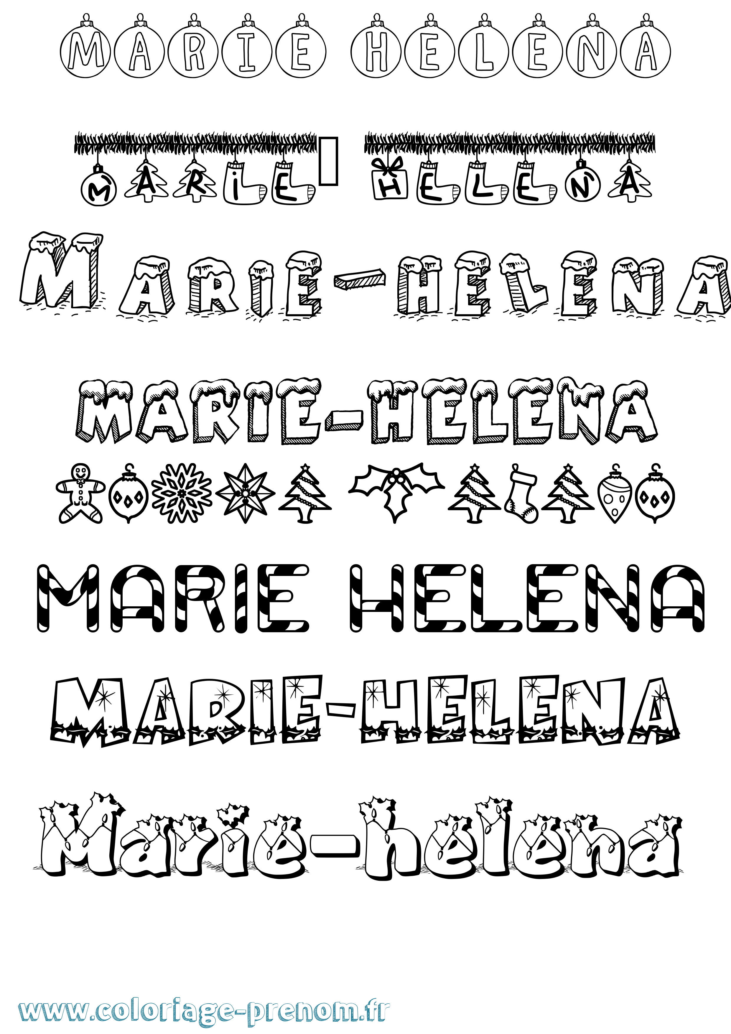 Coloriage Marie-Helena Noël Coloriage prénom Marie-Helena Noël