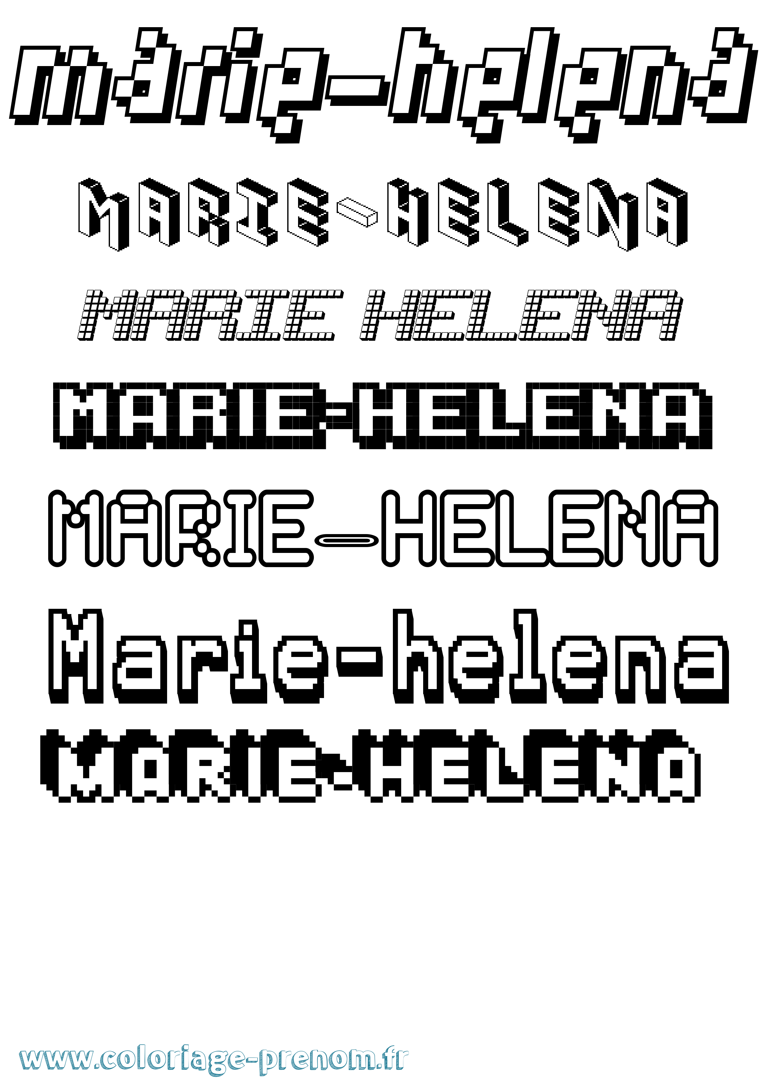 Coloriage Marie-Helena Pixel Coloriage prénom Marie-Helena Pixel