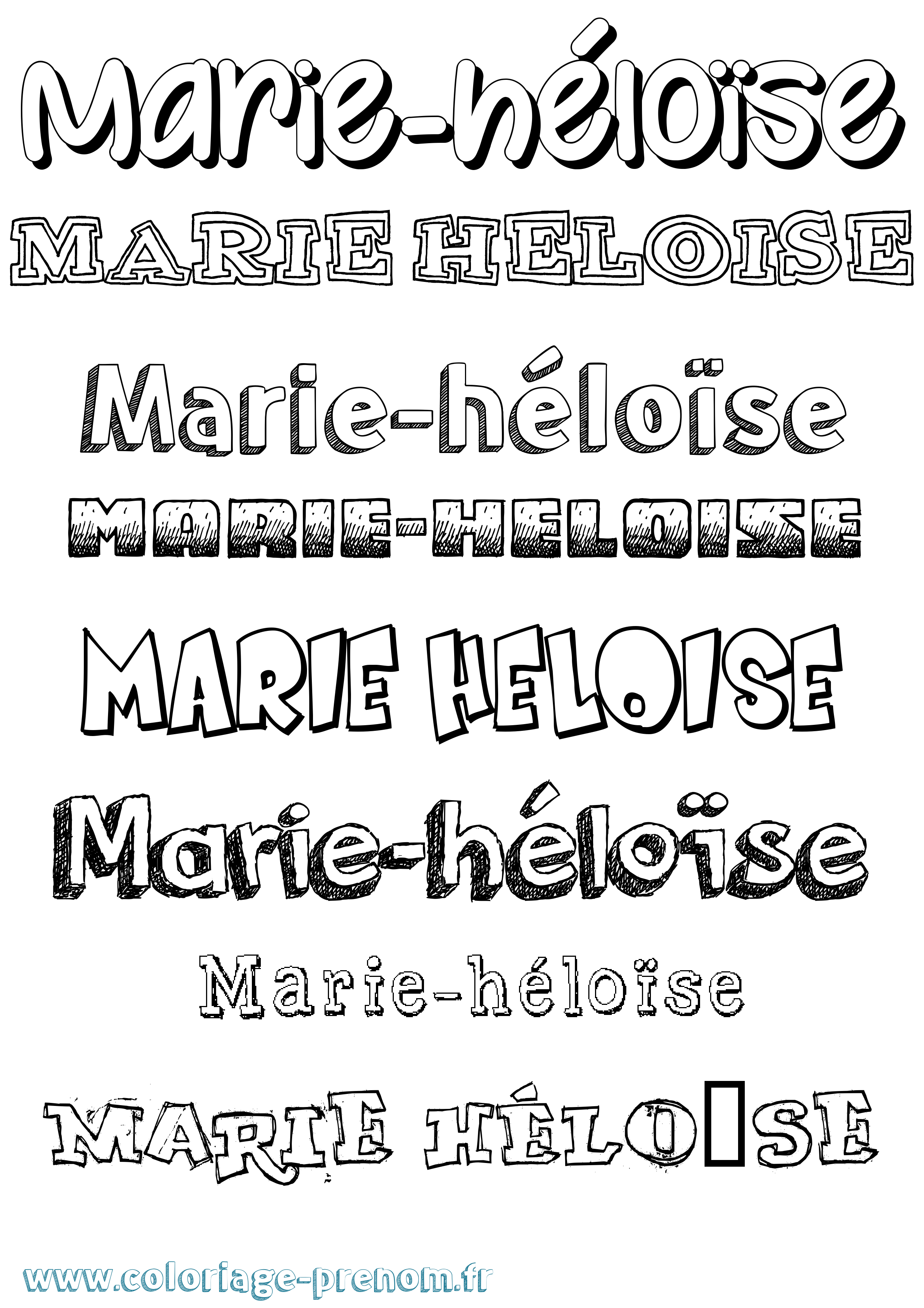 Coloriage Marie-Héloïse Dessiné Coloriage prénom Marie-Héloïse Dessiné