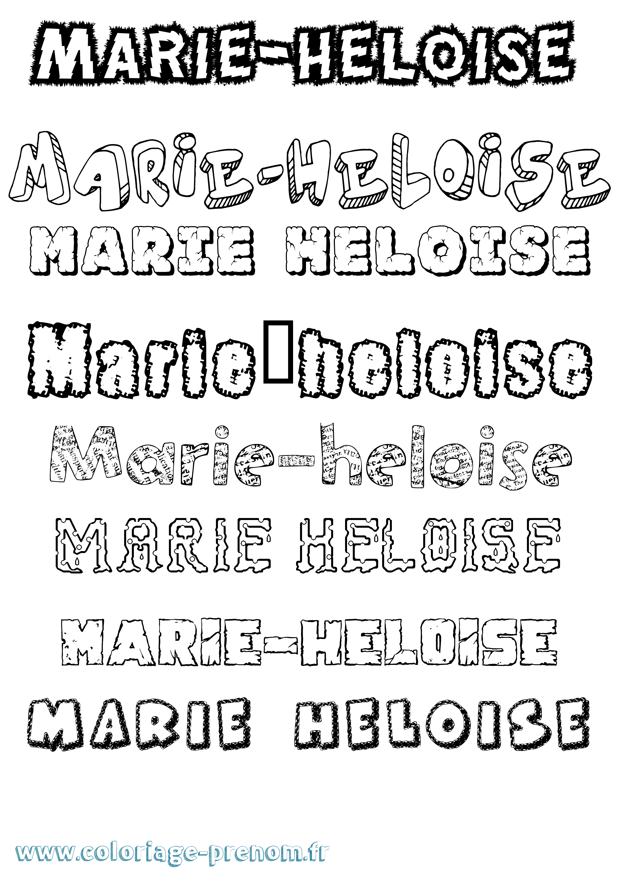 Coloriage Marie-Héloïse Destructuré Coloriage prénom Marie-Héloïse Destructuré