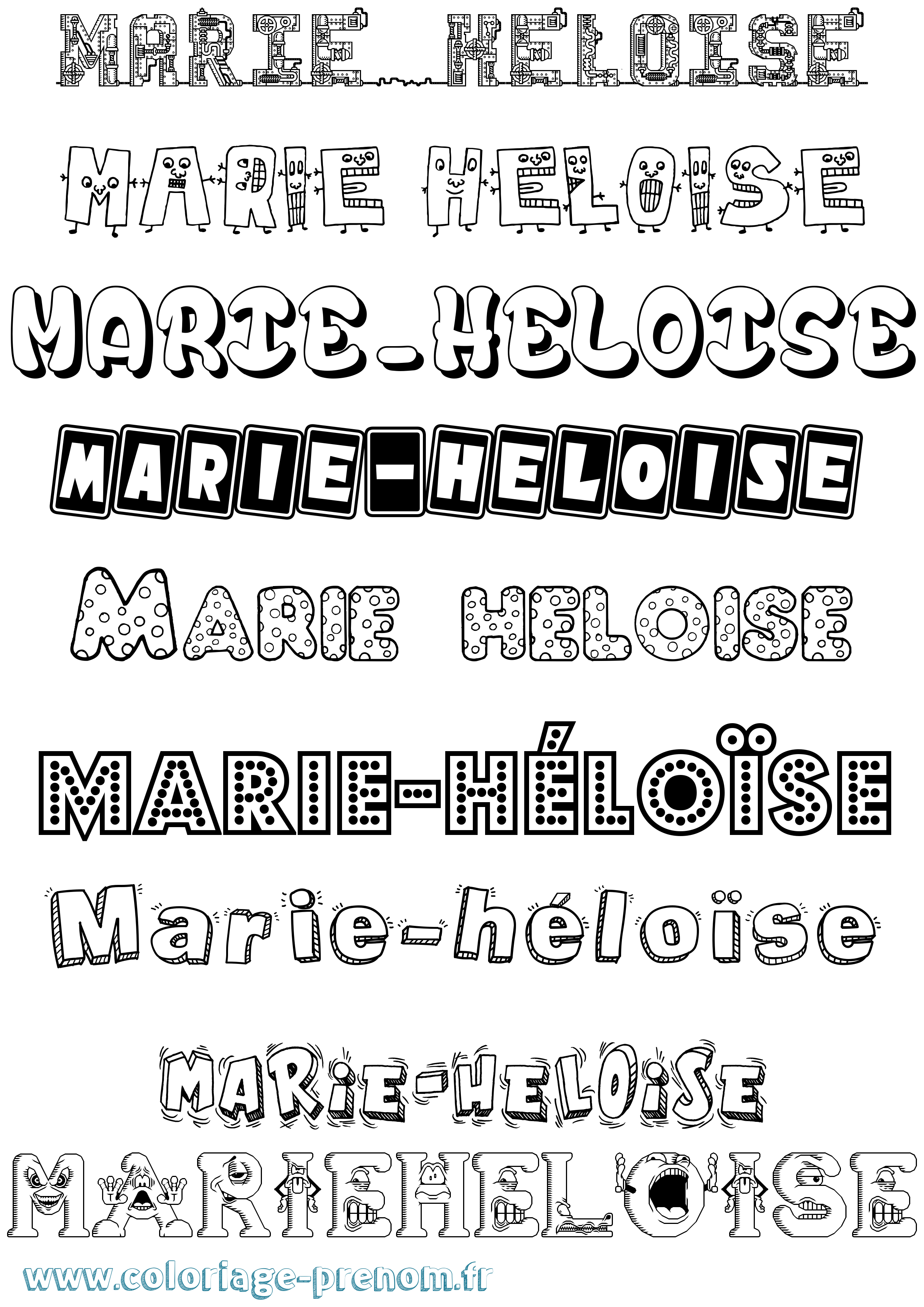 Coloriage Marie-Héloïse Fun Coloriage prénom Marie-Héloïse Fun