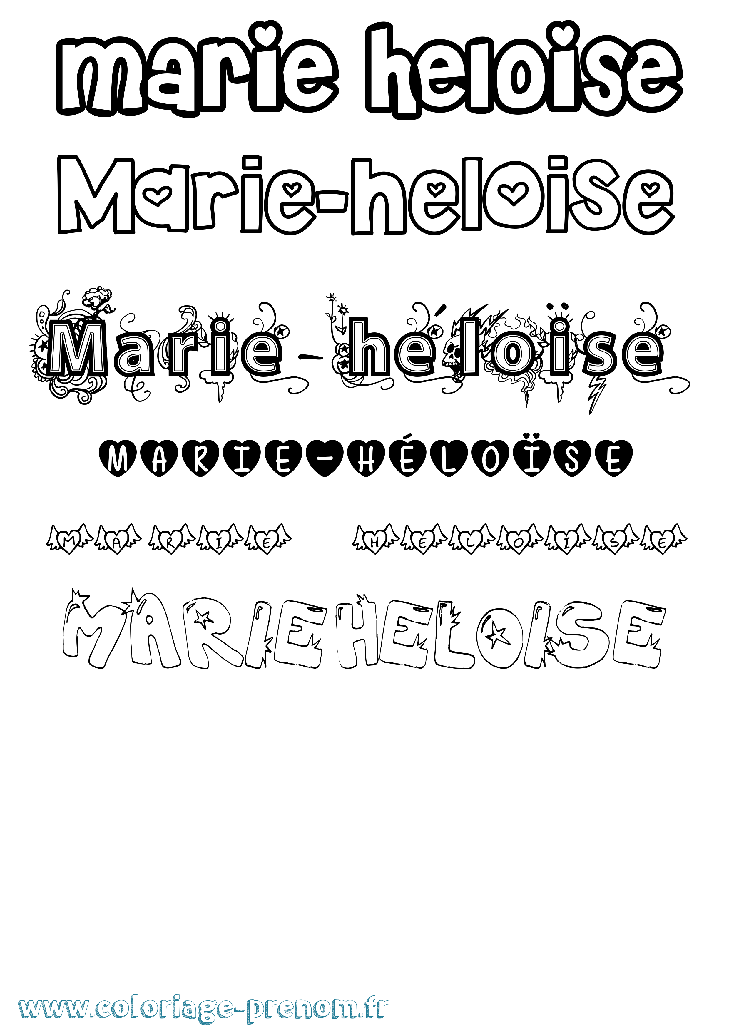 Coloriage Marie-Héloïse Girly Coloriage prénom Marie-Héloïse Girly