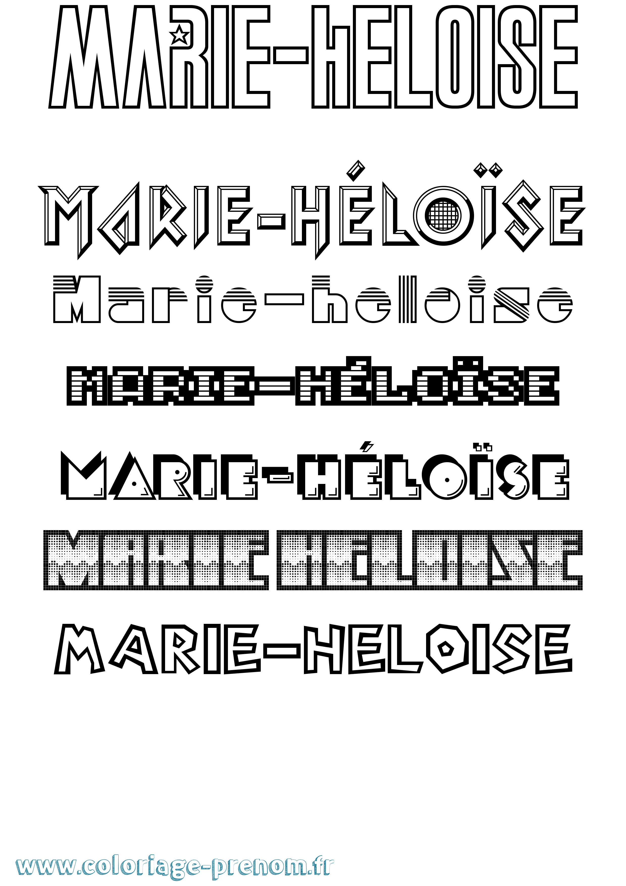 Coloriage Marie-Héloïse Jeux Vidéos Coloriage prénom Marie-Héloïse Jeux Vidéos
