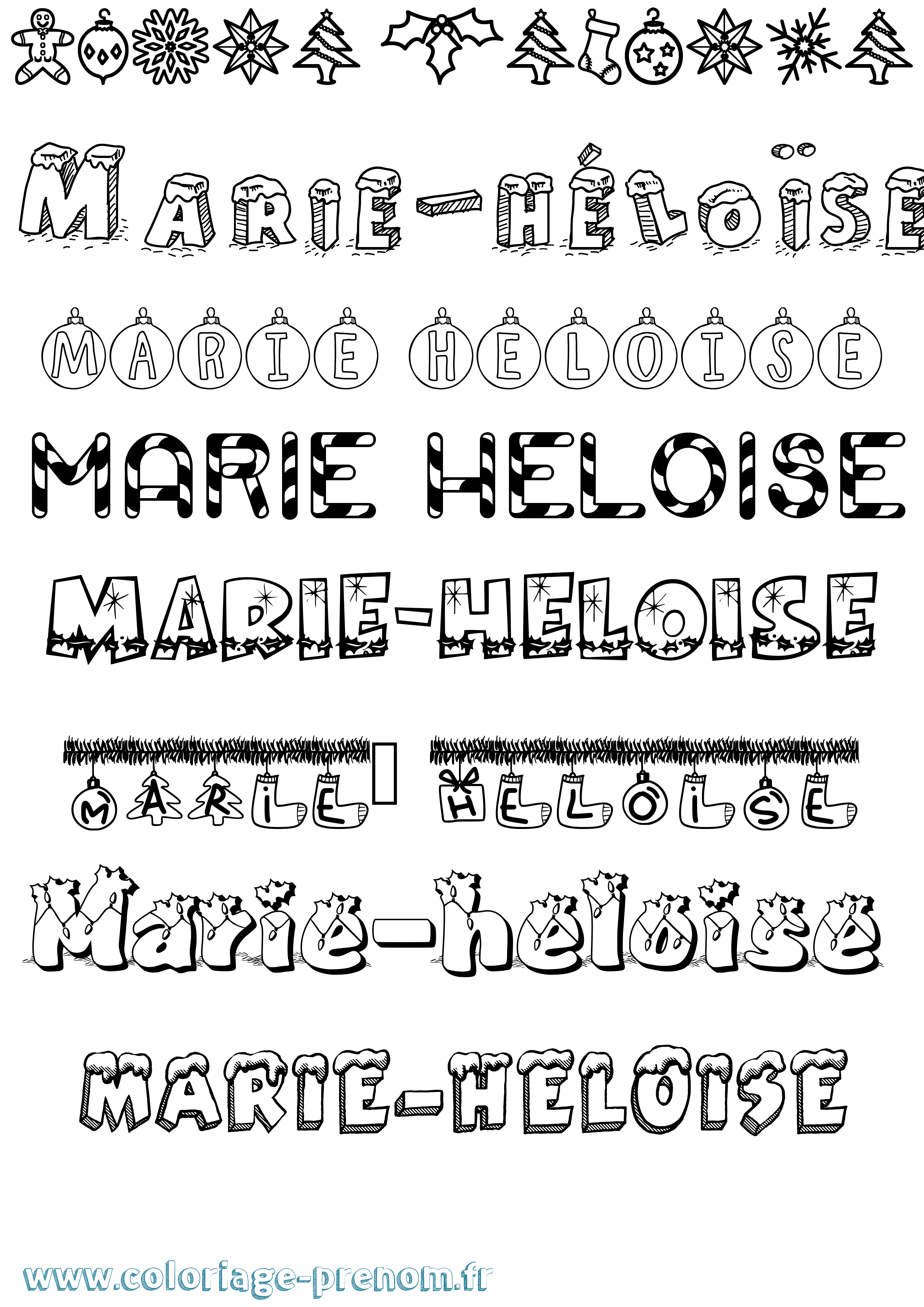 Coloriage Marie-Héloïse Noël Coloriage prénom Marie-Héloïse Noël