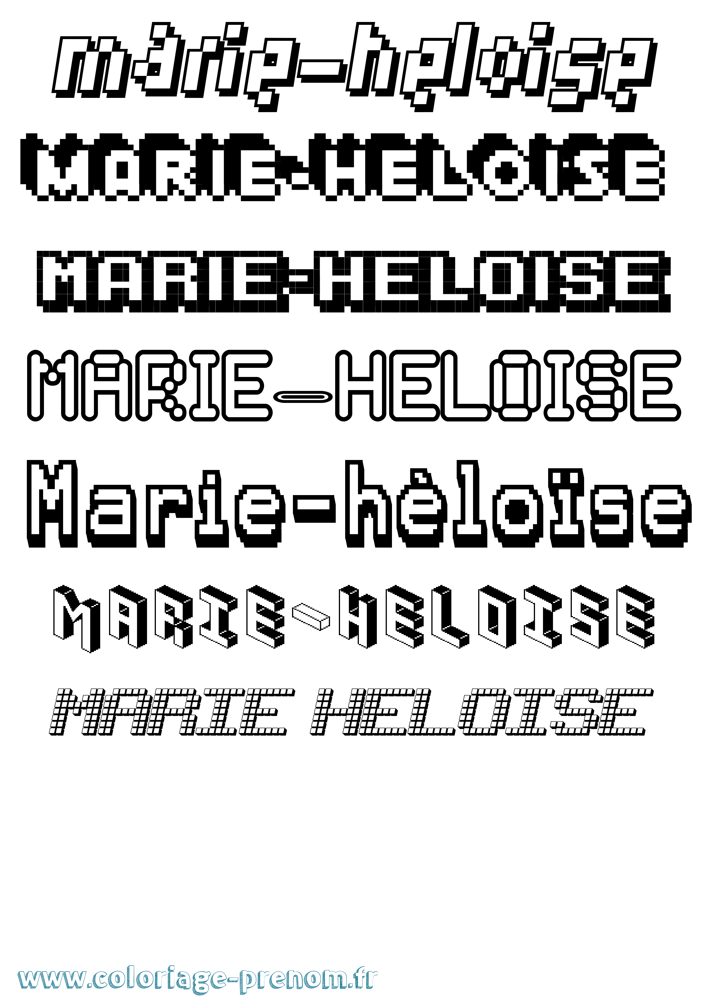 Coloriage Marie-Héloïse Pixel Coloriage prénom Marie-Héloïse Pixel