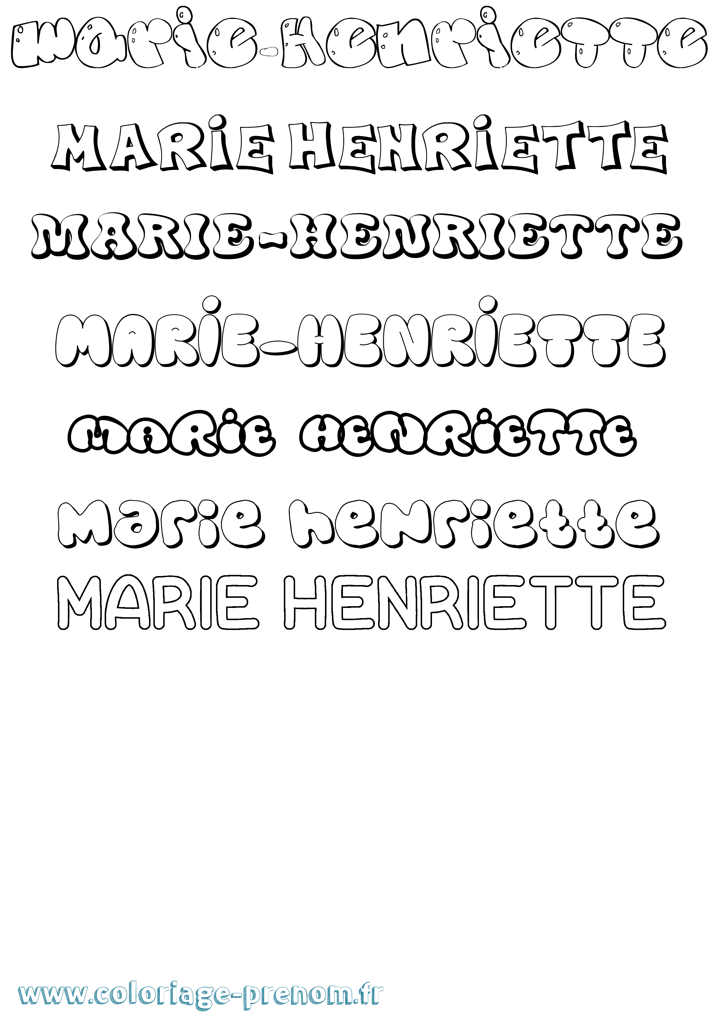 Coloriage Marie-Henriette Bubble Coloriage prénom Marie-Henriette Bubble