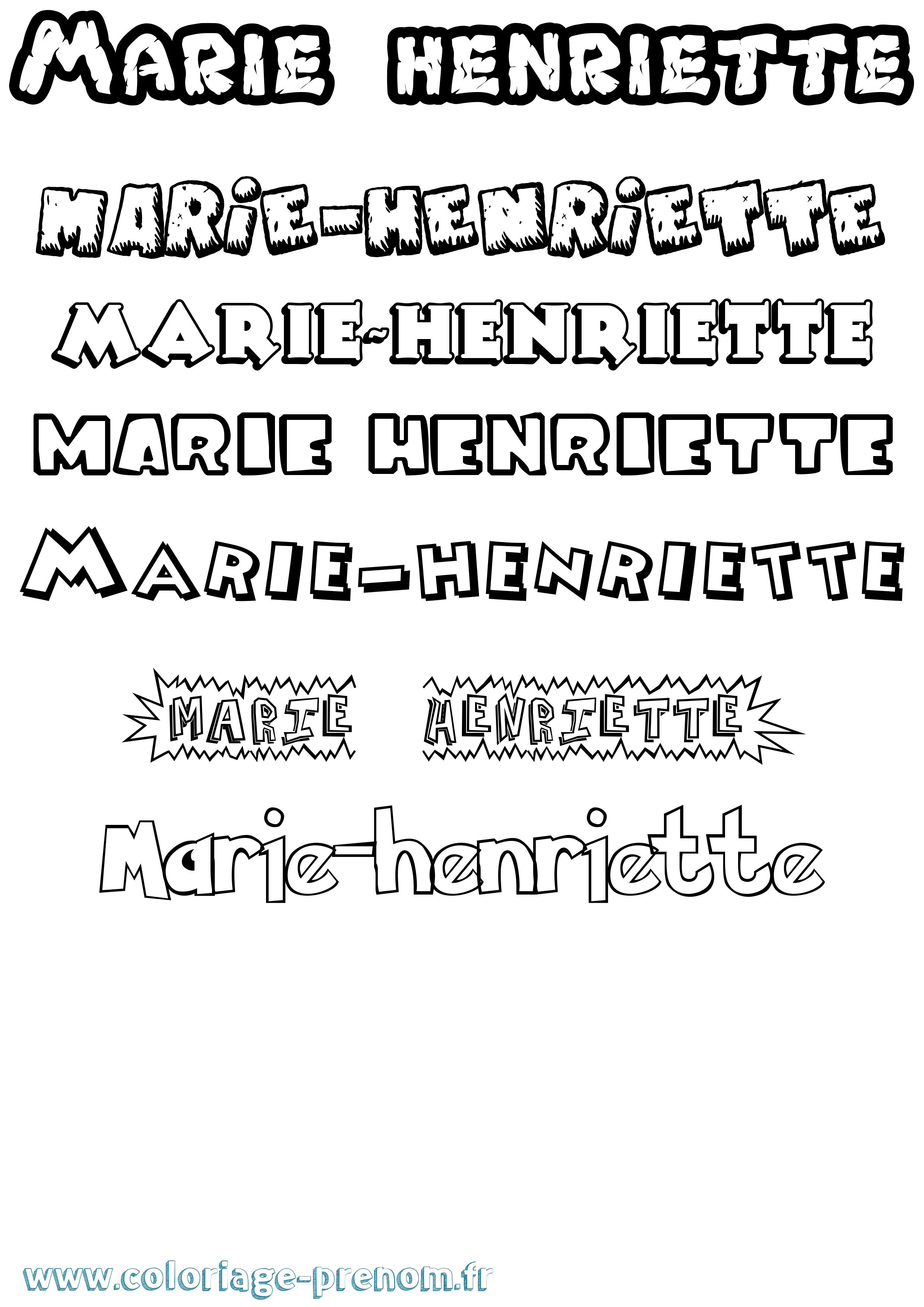Coloriage Marie-Henriette Dessin Animé Coloriage prénom Marie-Henriette Dessin Animé