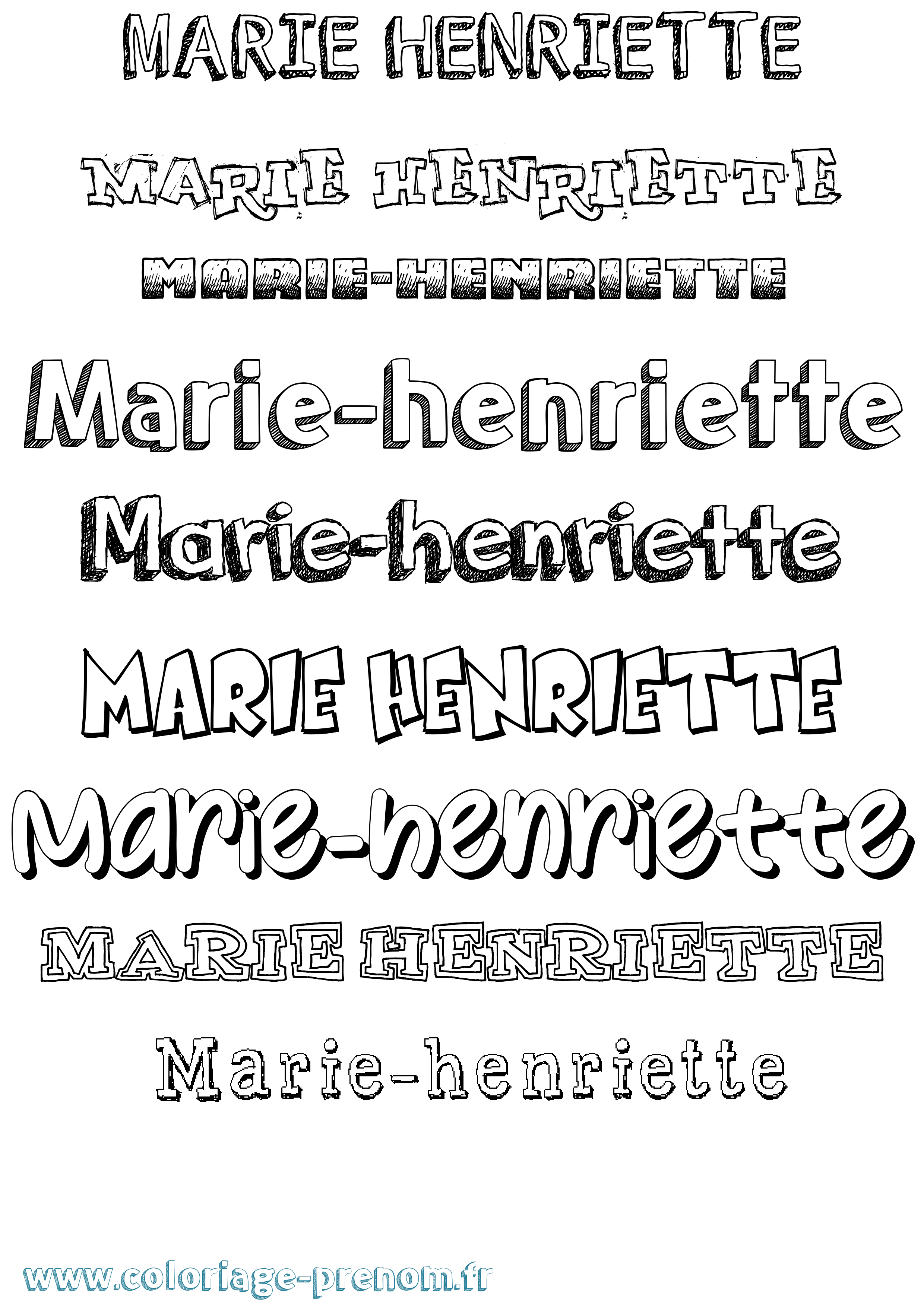 Coloriage Marie-Henriette Dessiné Coloriage prénom Marie-Henriette Dessiné