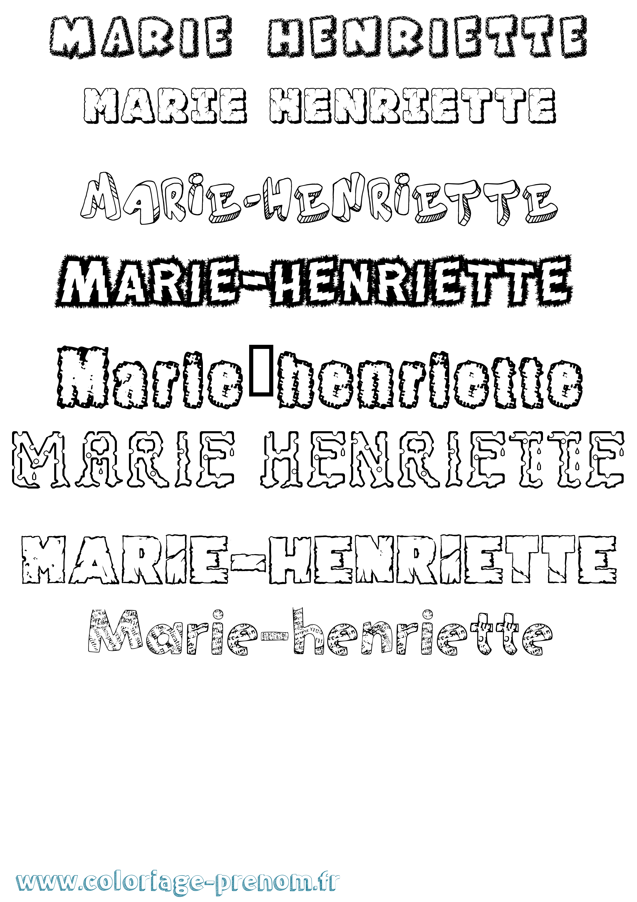 Coloriage Marie-Henriette Destructuré Coloriage prénom Marie-Henriette Destructuré