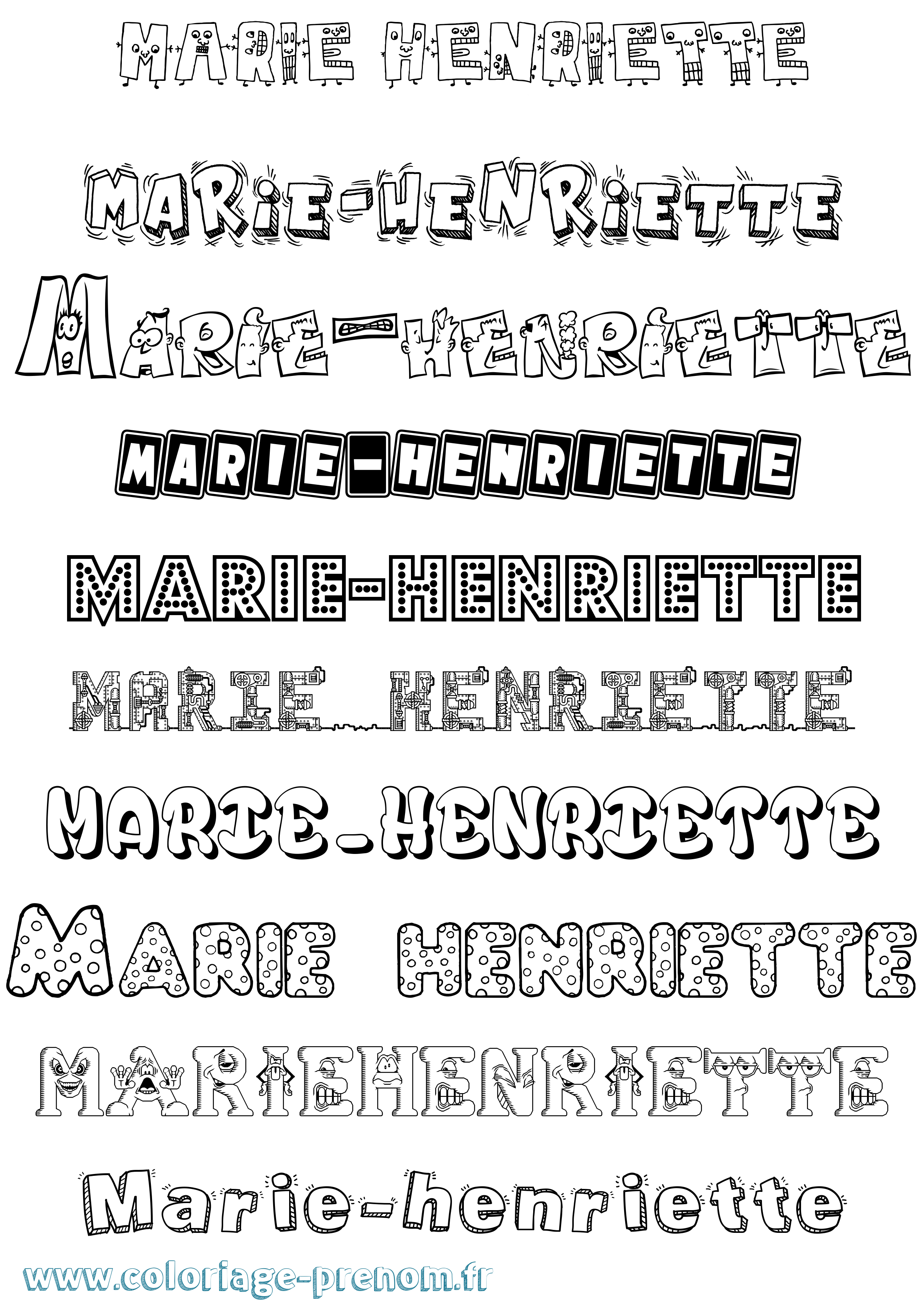 Coloriage Marie-Henriette Fun Coloriage prénom Marie-Henriette Fun