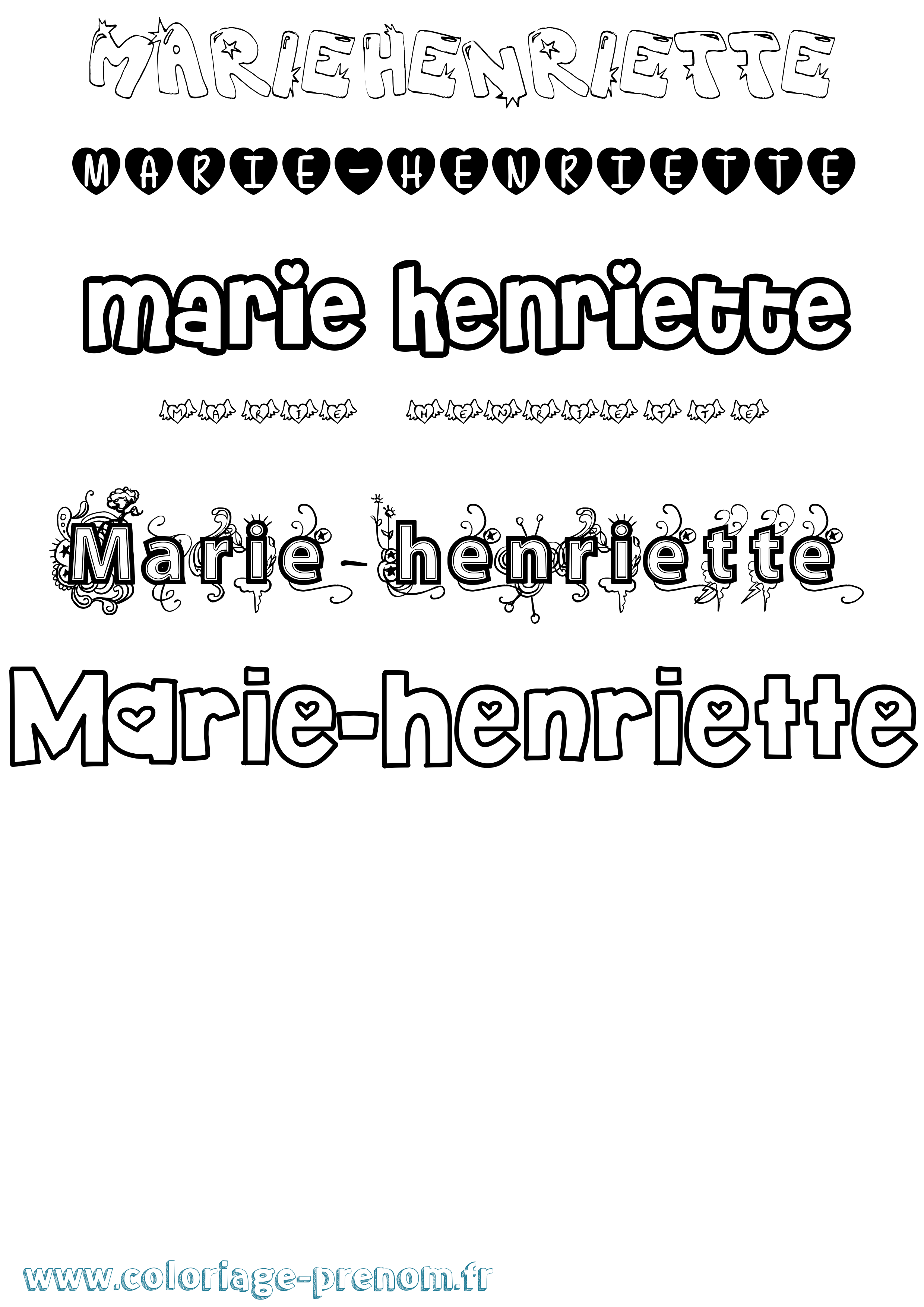 Coloriage Marie-Henriette Girly Coloriage prénom Marie-Henriette Girly