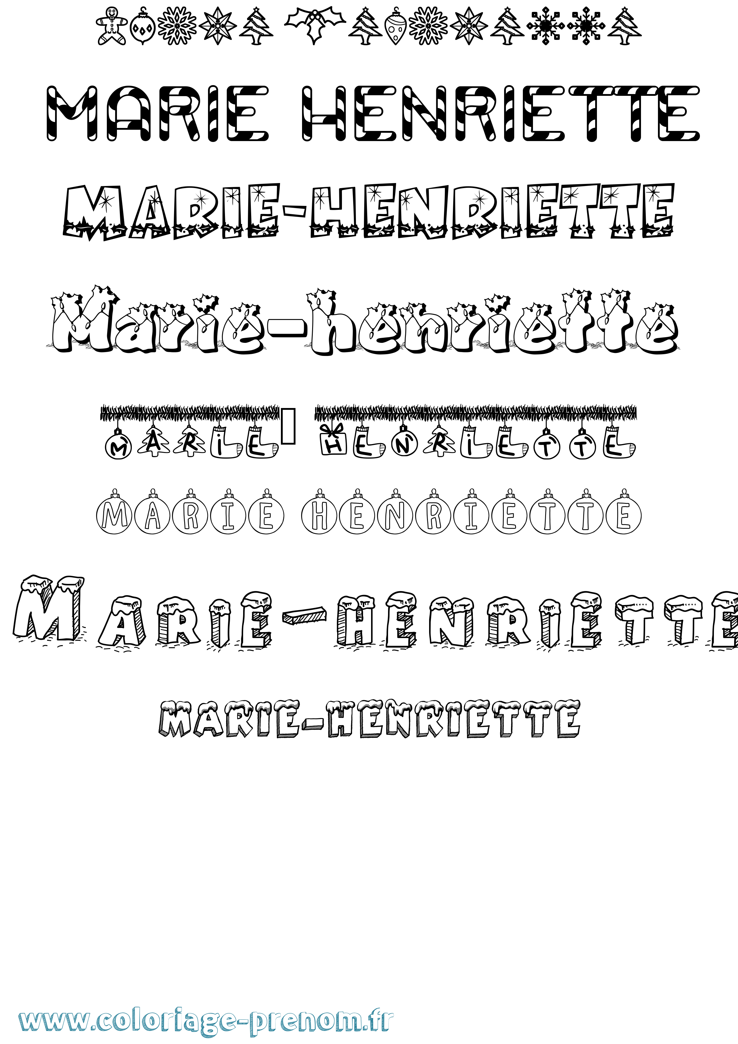 Coloriage Marie-Henriette Noël Coloriage prénom Marie-Henriette Noël