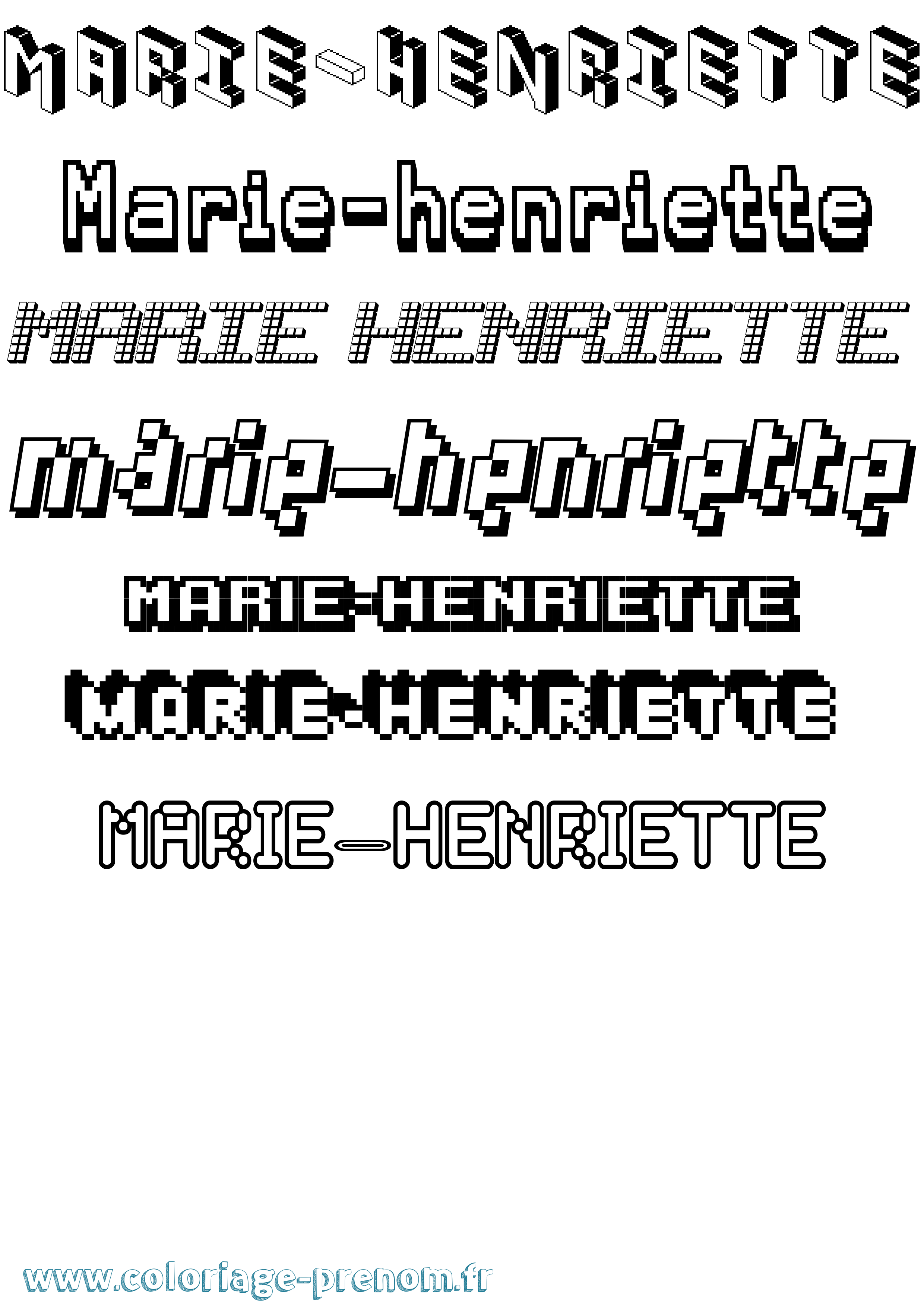 Coloriage Marie-Henriette Pixel Coloriage prénom Marie-Henriette Pixel