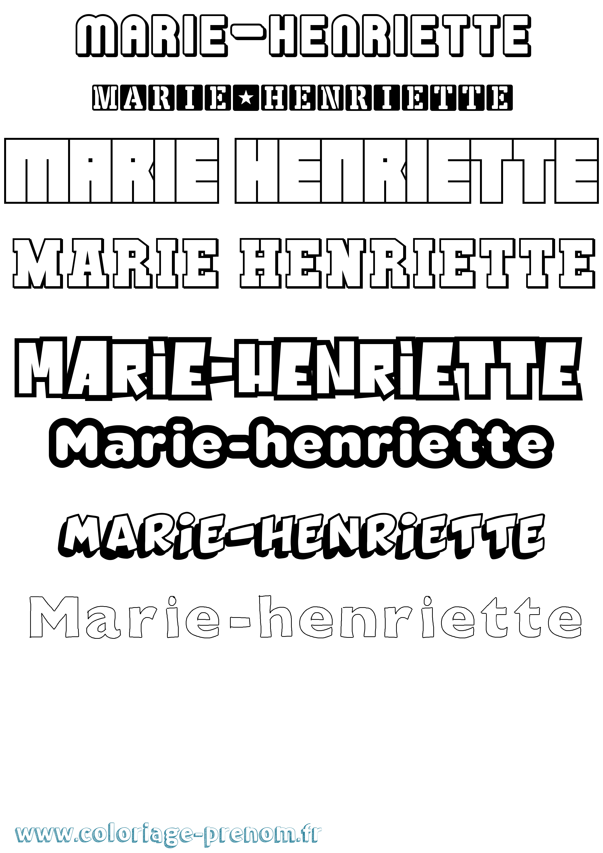 Coloriage Marie-Henriette Simple Coloriage prénom Marie-Henriette Simple