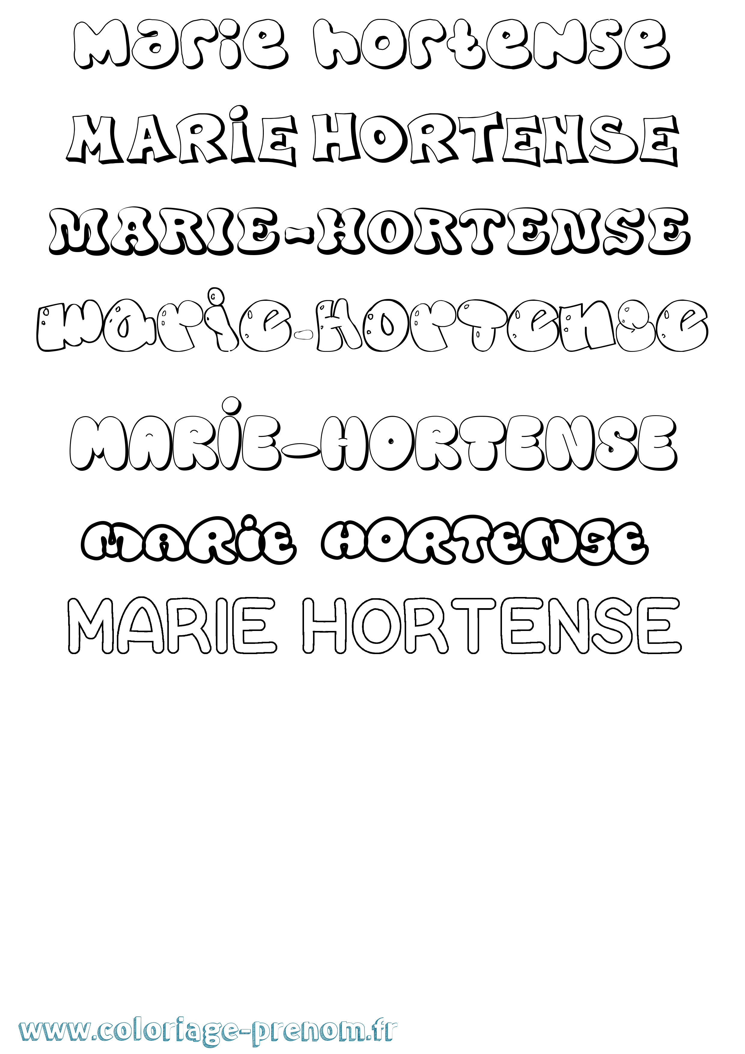 Coloriage Marie-Hortense Bubble Coloriage prénom Marie-Hortense Bubble
