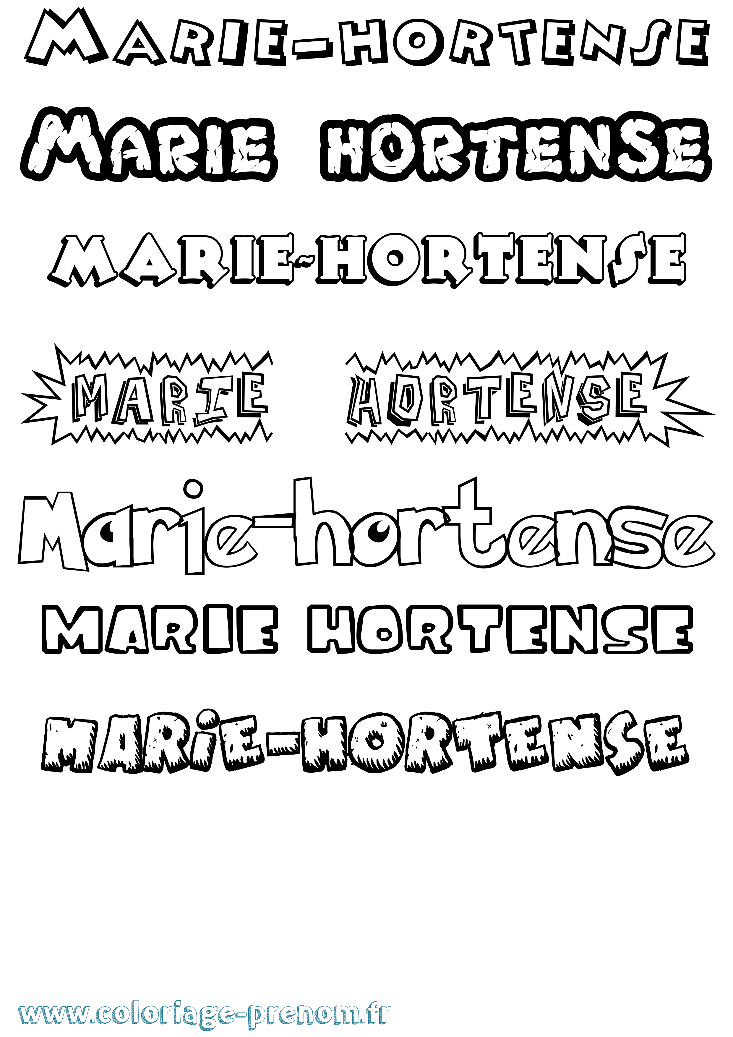 Coloriage Marie-Hortense Dessin Animé Coloriage prénom Marie-Hortense Dessin Animé