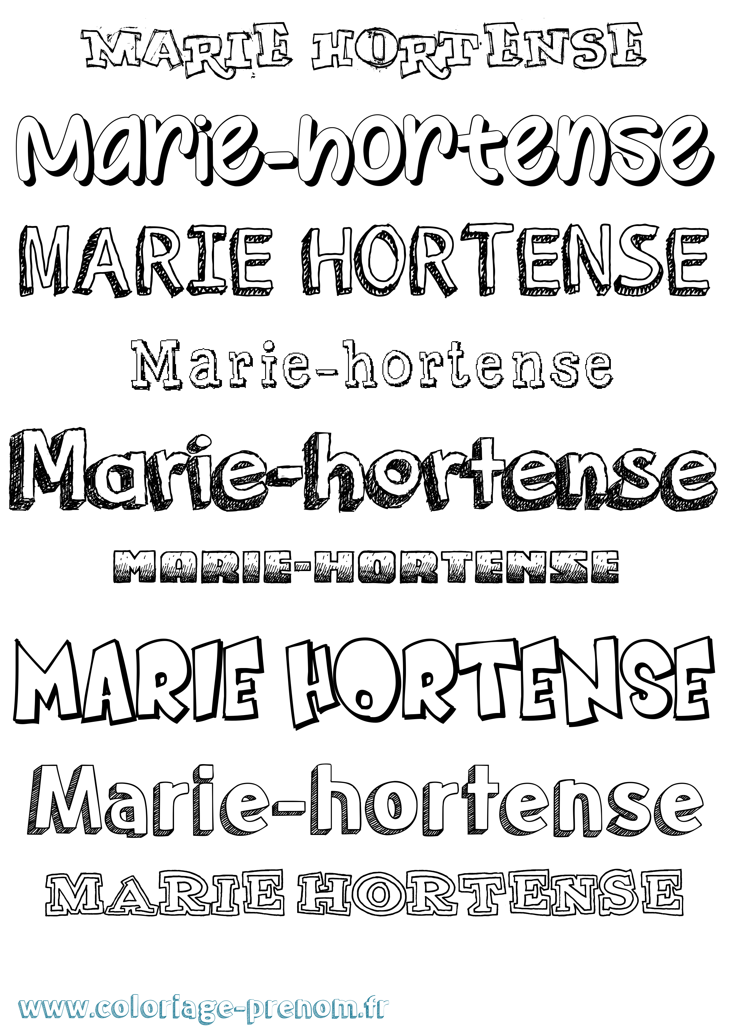 Coloriage Marie-Hortense Dessiné Coloriage prénom Marie-Hortense Dessiné