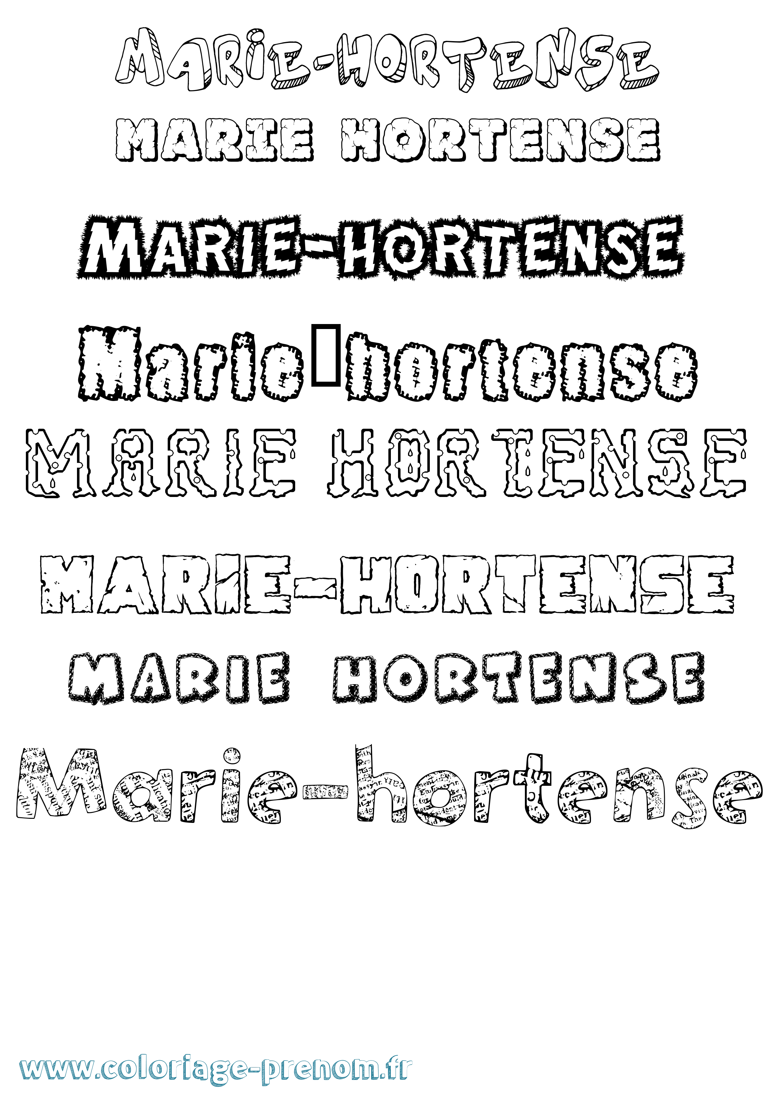Coloriage Marie-Hortense Destructuré Coloriage prénom Marie-Hortense Destructuré
