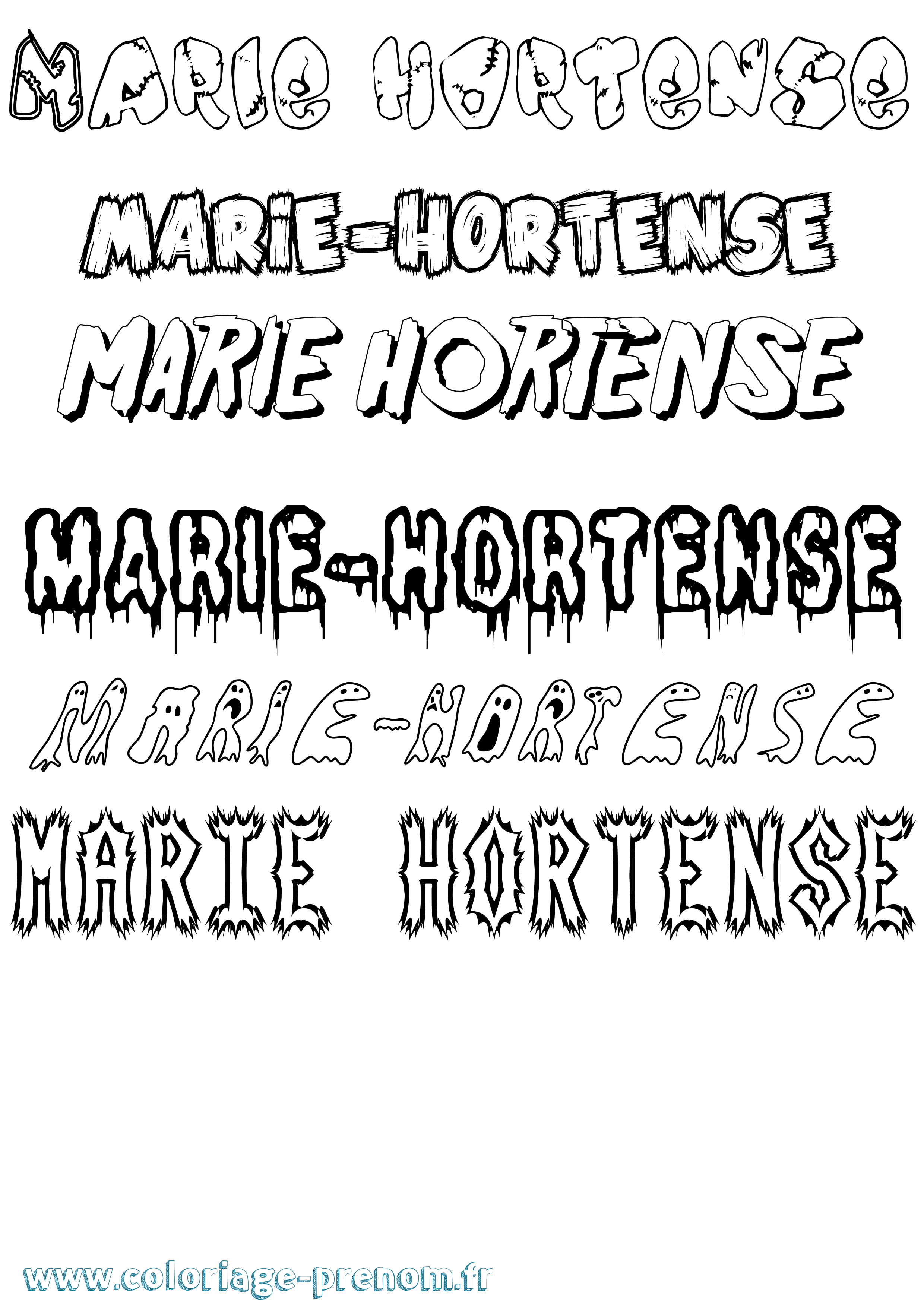 Coloriage Marie-Hortense Frisson Coloriage prénom Marie-Hortense Frisson
