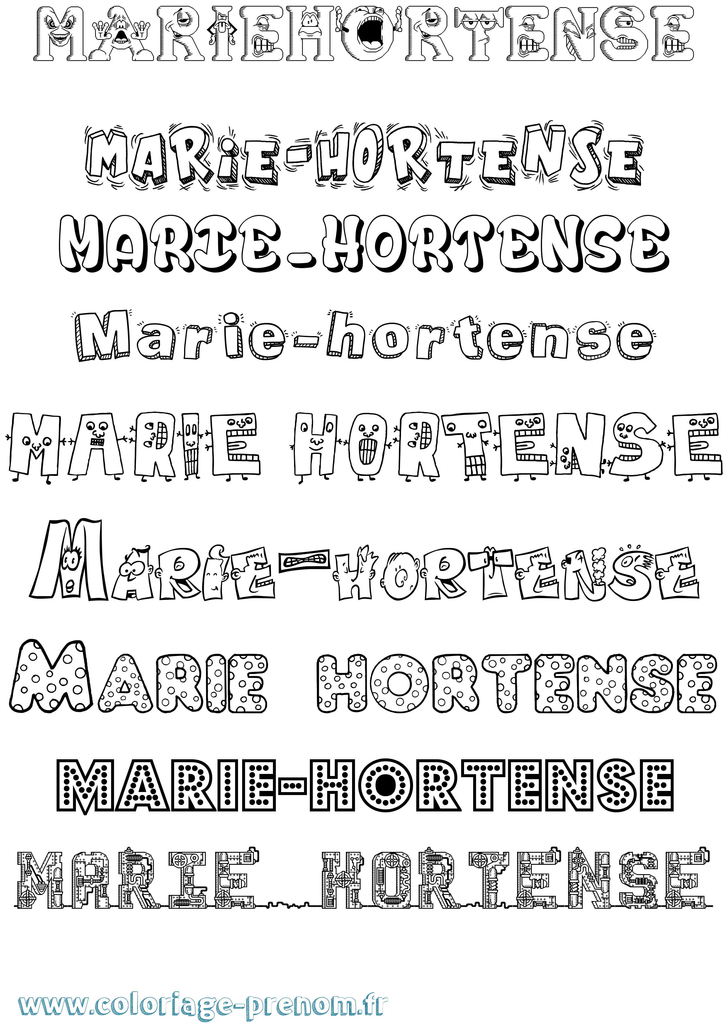 Coloriage Marie-Hortense Fun Coloriage prénom Marie-Hortense Fun