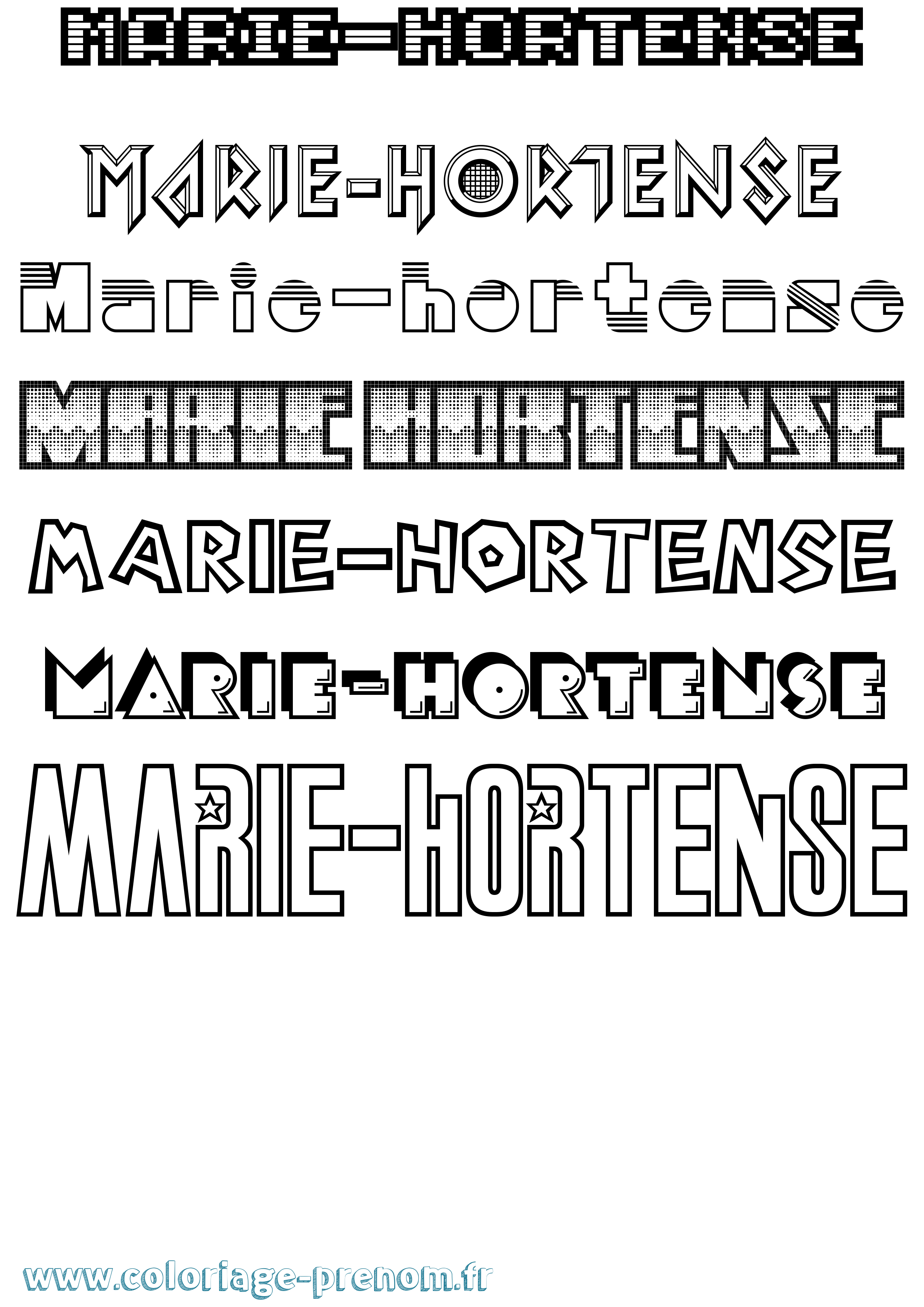 Coloriage Marie-Hortense Jeux Vidéos Coloriage prénom Marie-Hortense Jeux Vidéos