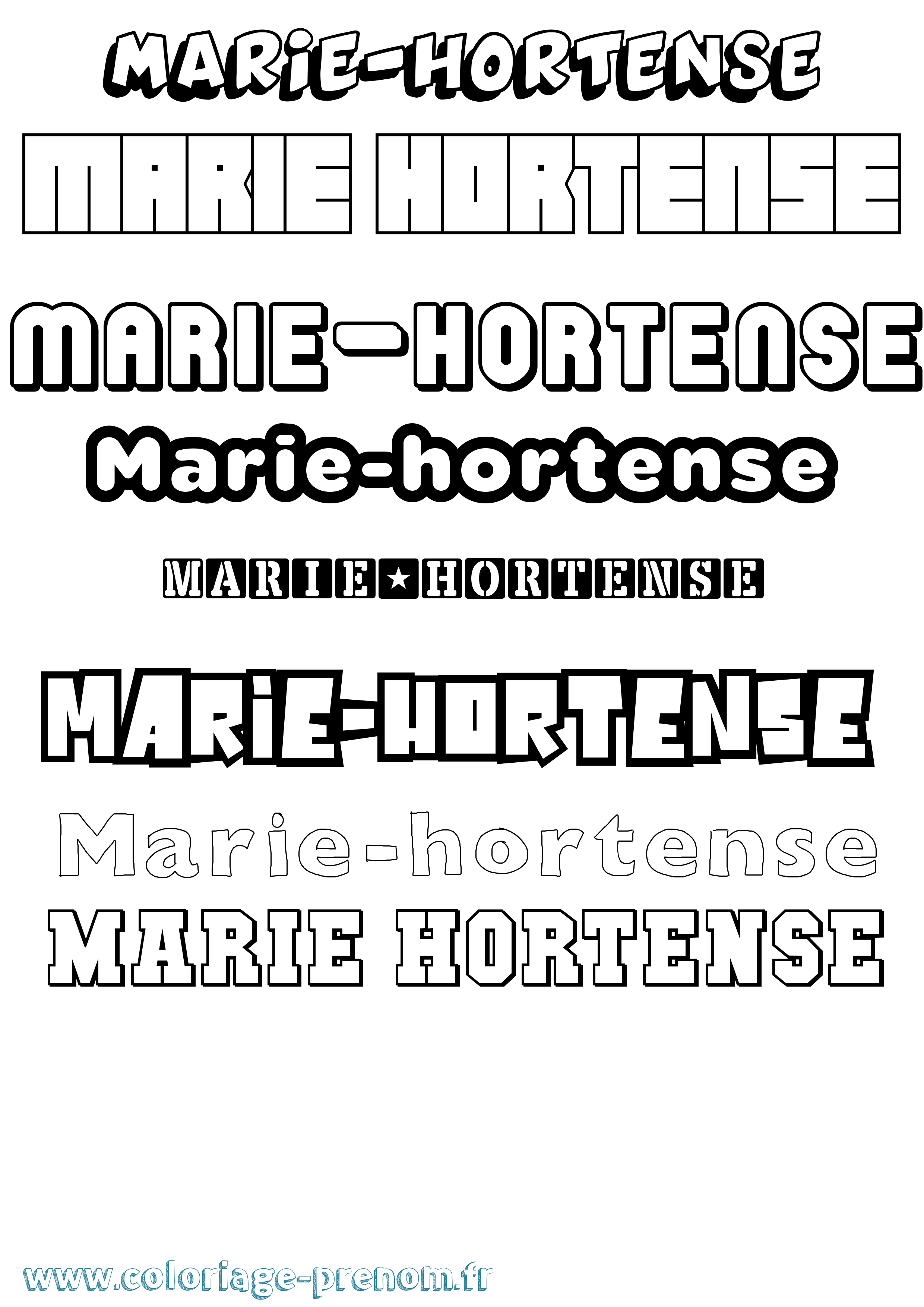 Coloriage Marie-Hortense Simple Coloriage prénom Marie-Hortense Simple