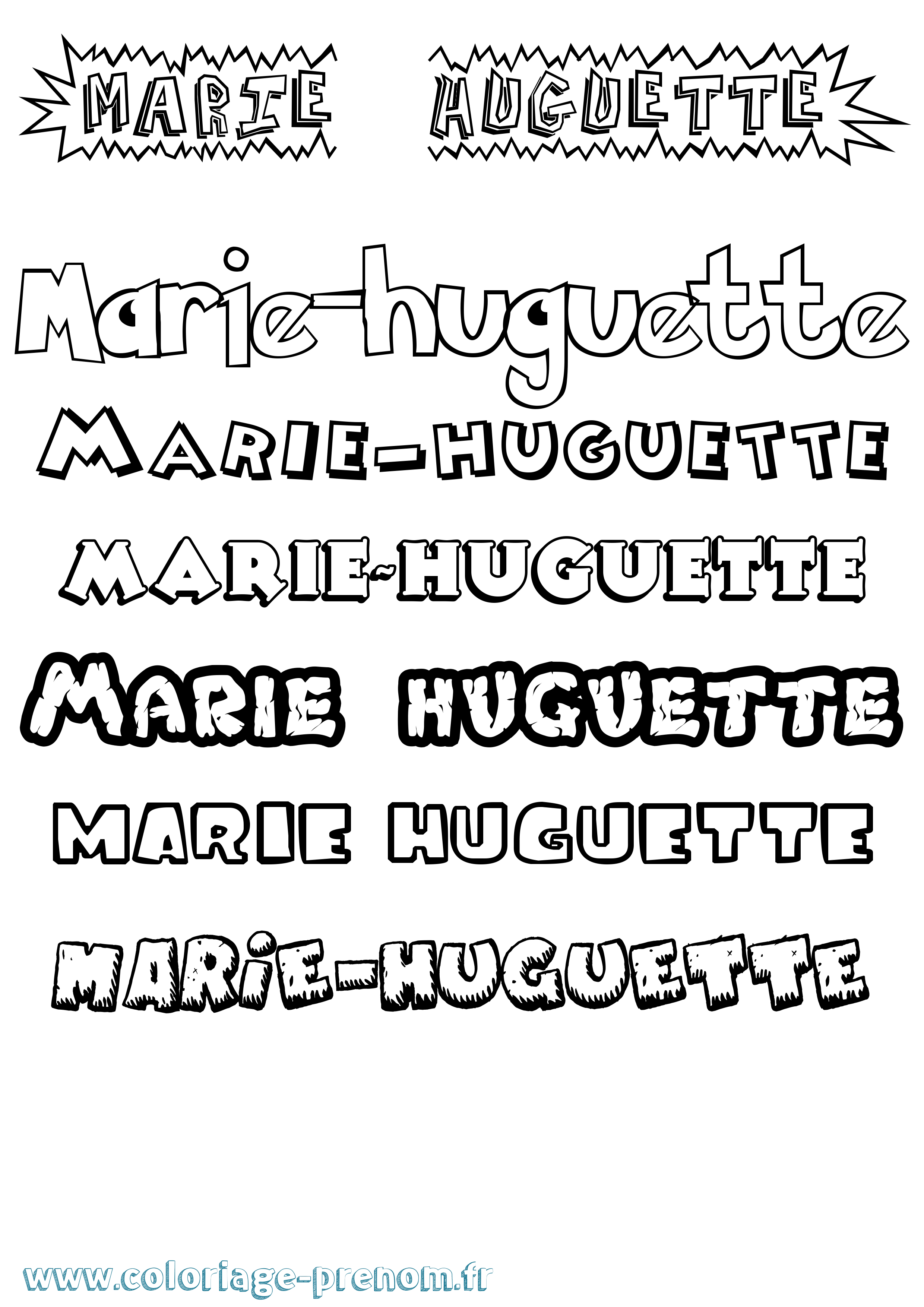 Coloriage Marie-Huguette Dessin Animé Coloriage prénom Marie-Huguette Dessin Animé
