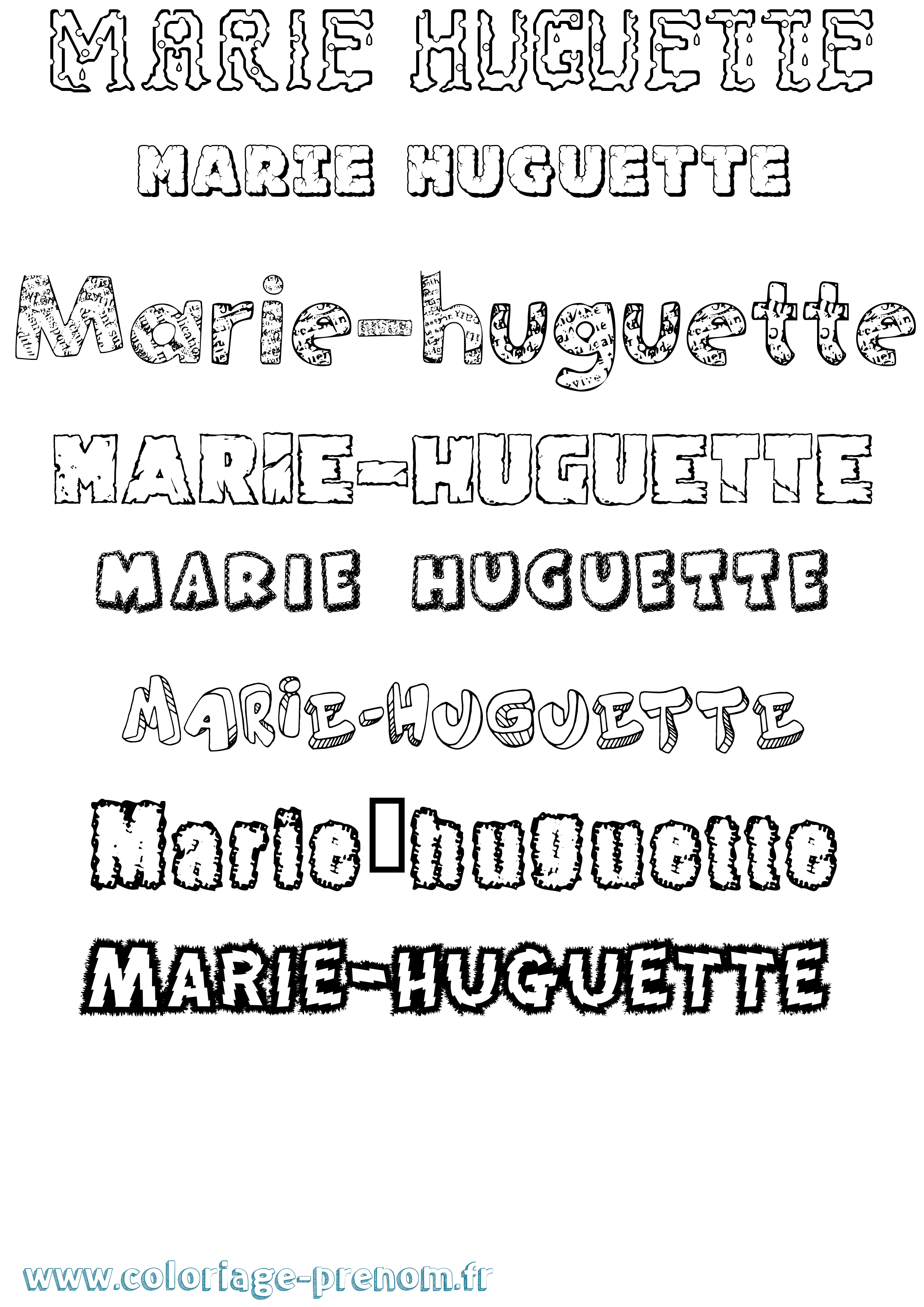 Coloriage Marie-Huguette Destructuré Coloriage prénom Marie-Huguette Destructuré