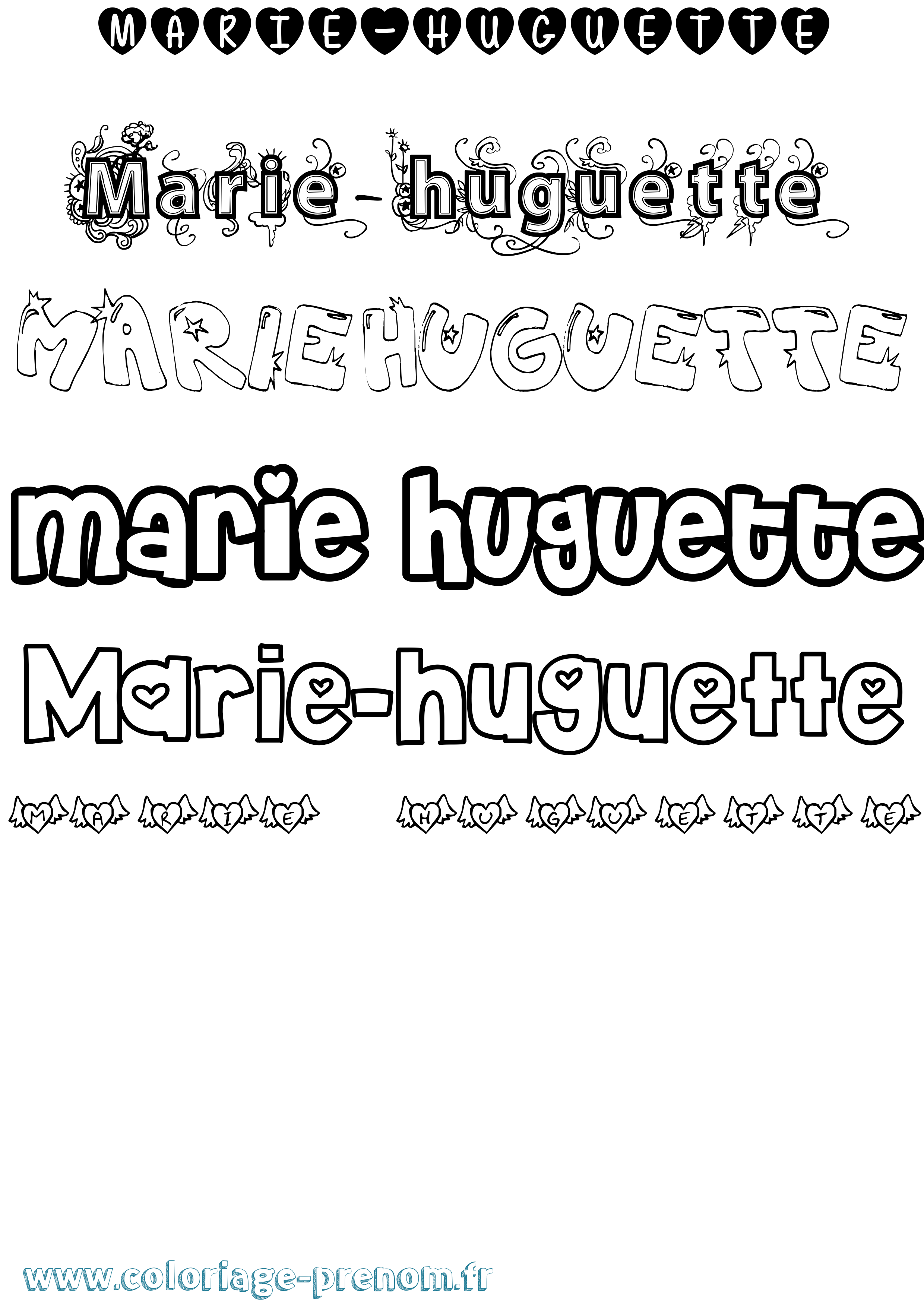 Coloriage Marie-Huguette Girly Coloriage prénom Marie-Huguette Girly