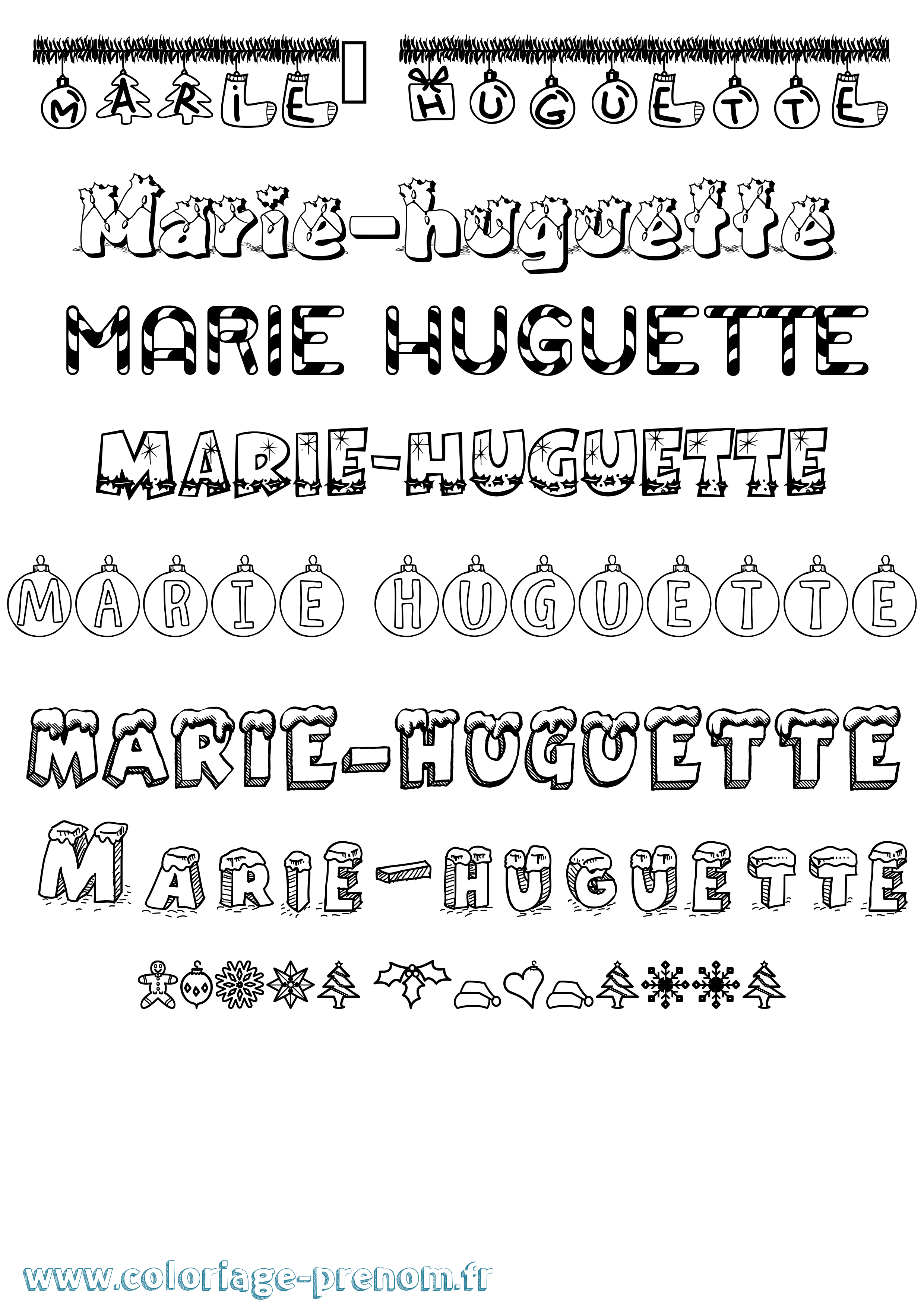 Coloriage Marie-Huguette Noël Coloriage prénom Marie-Huguette Noël