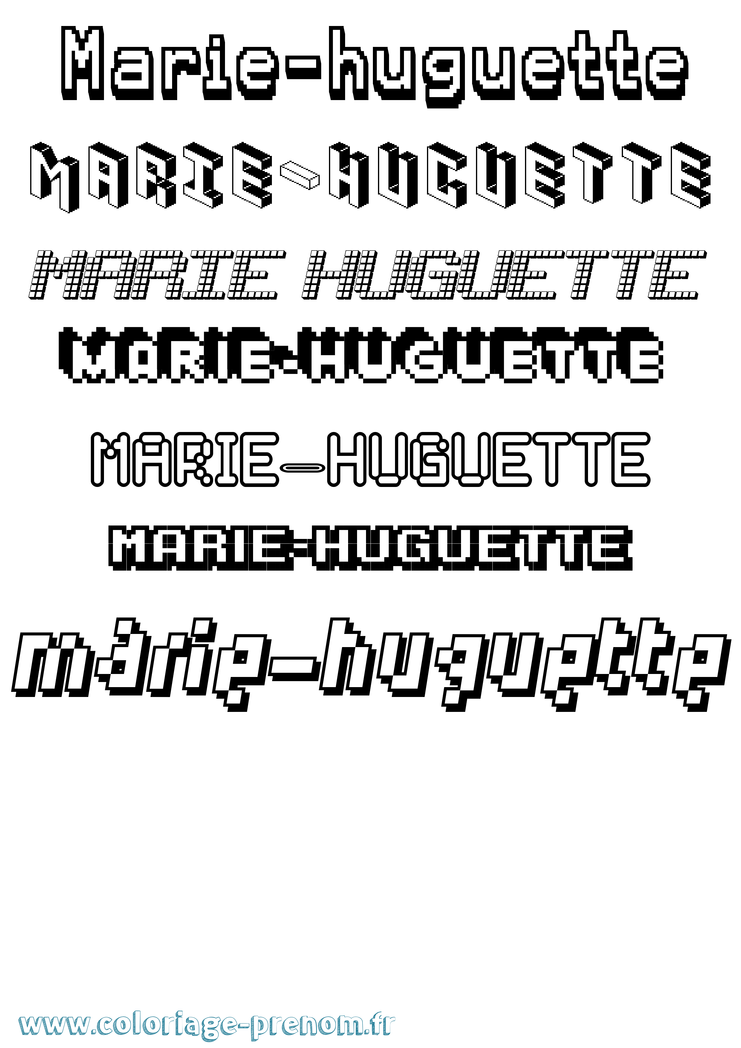 Coloriage Marie-Huguette Pixel Coloriage prénom Marie-Huguette Pixel