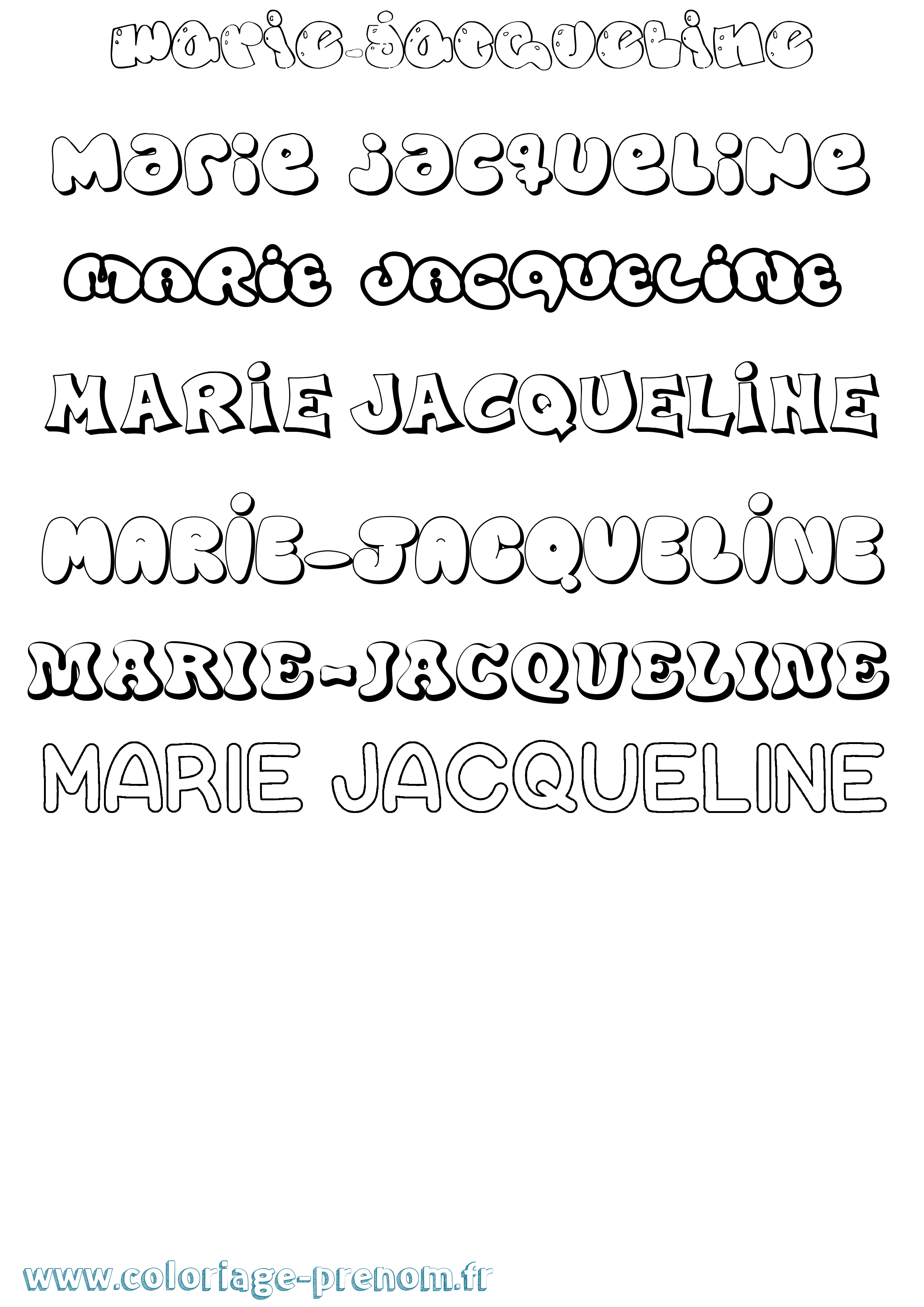 Coloriage Marie-Jacqueline Bubble Coloriage prénom Marie-Jacqueline Bubble