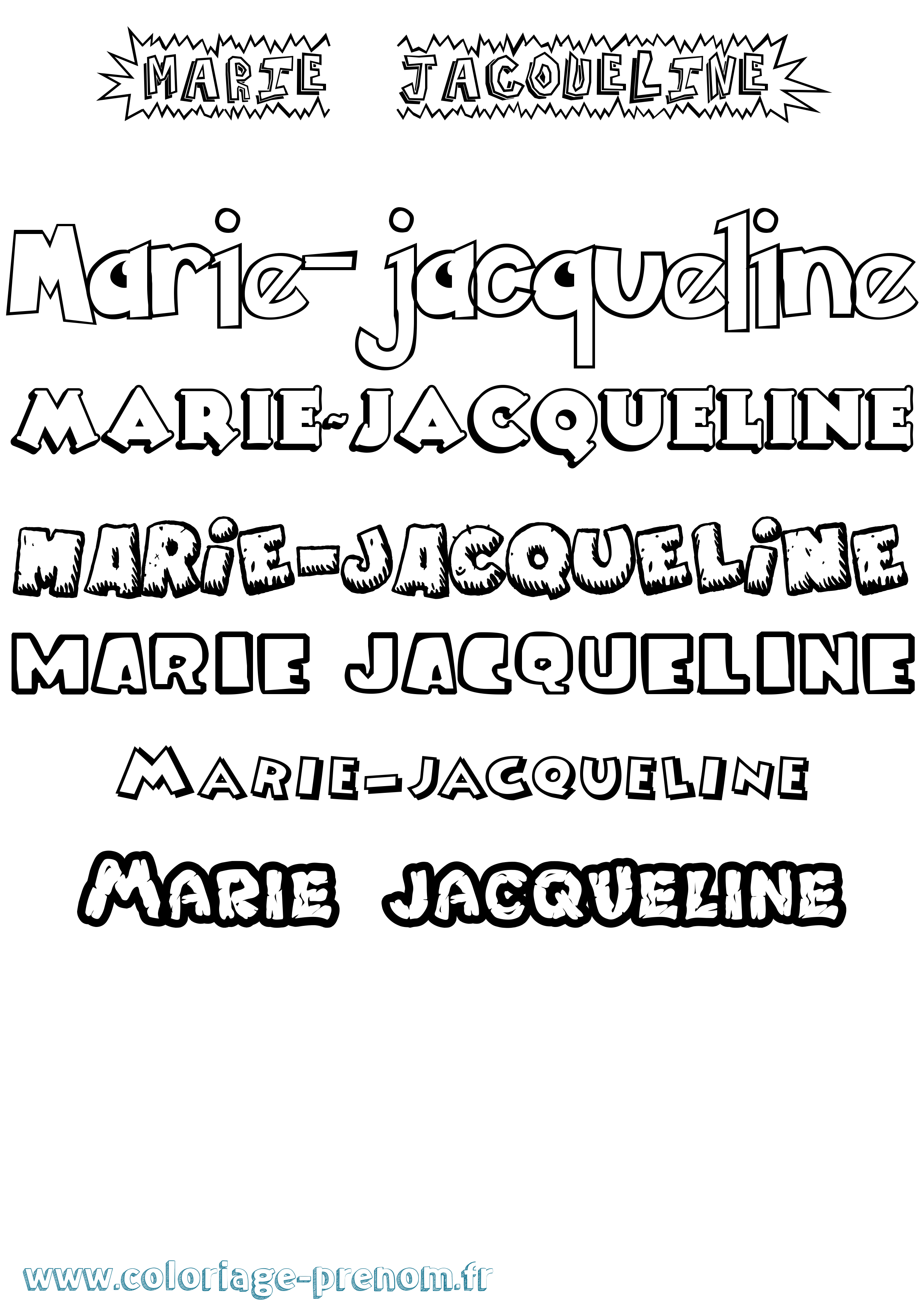 Coloriage Marie-Jacqueline Dessin Animé Coloriage prénom Marie-Jacqueline Dessin Animé