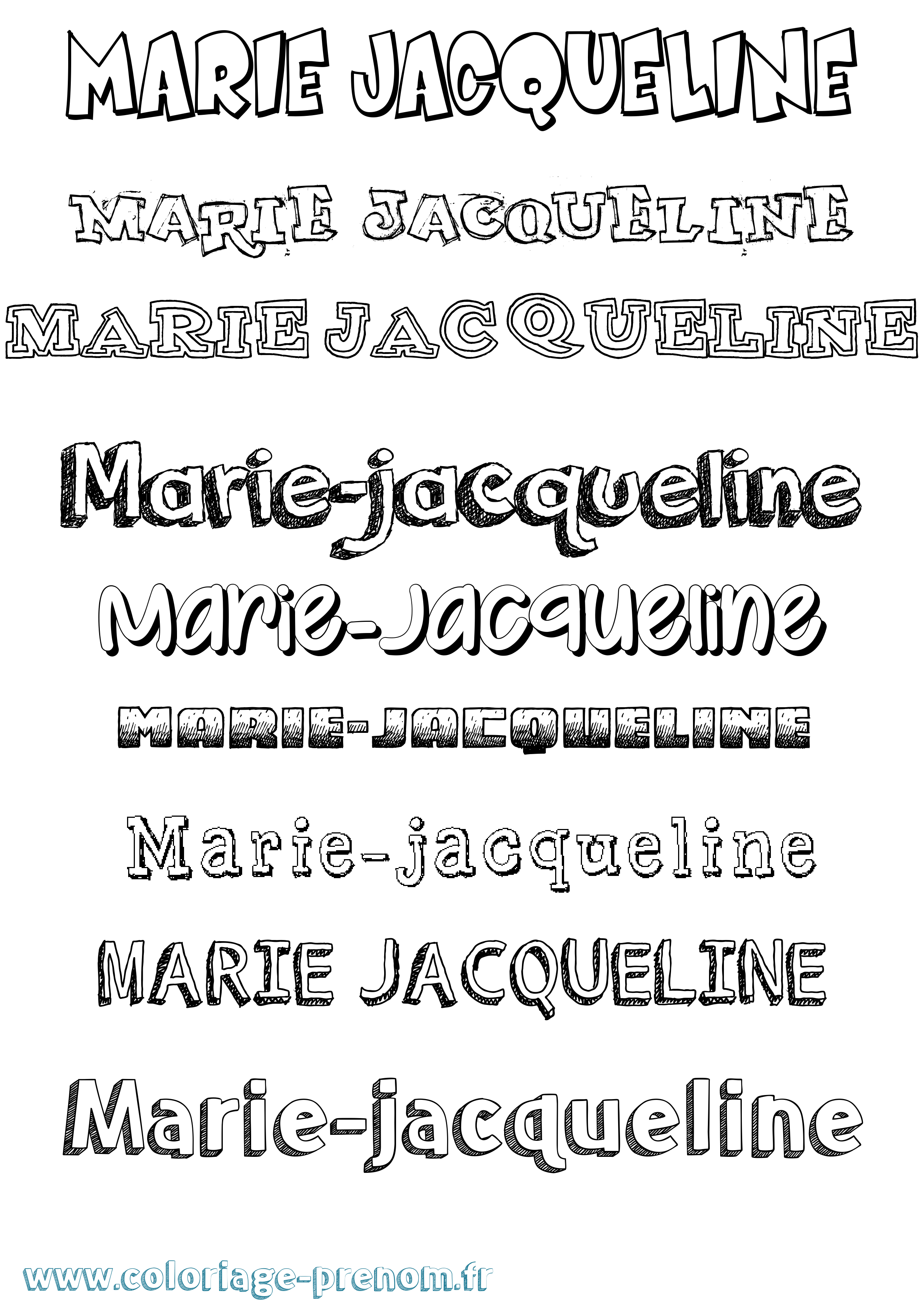 Coloriage Marie-Jacqueline Dessiné Coloriage prénom Marie-Jacqueline Dessiné