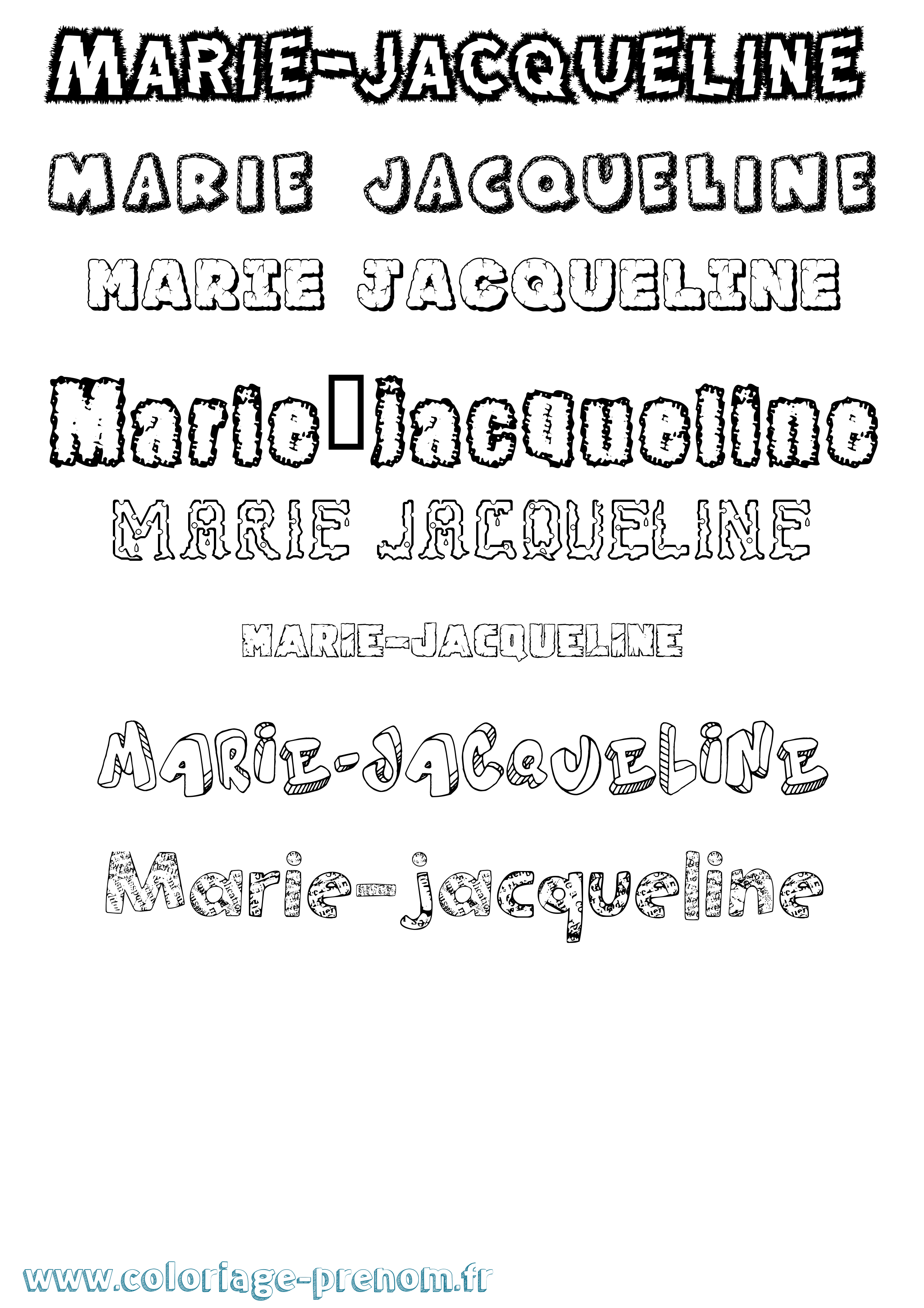 Coloriage Marie-Jacqueline Destructuré Coloriage prénom Marie-Jacqueline Destructuré