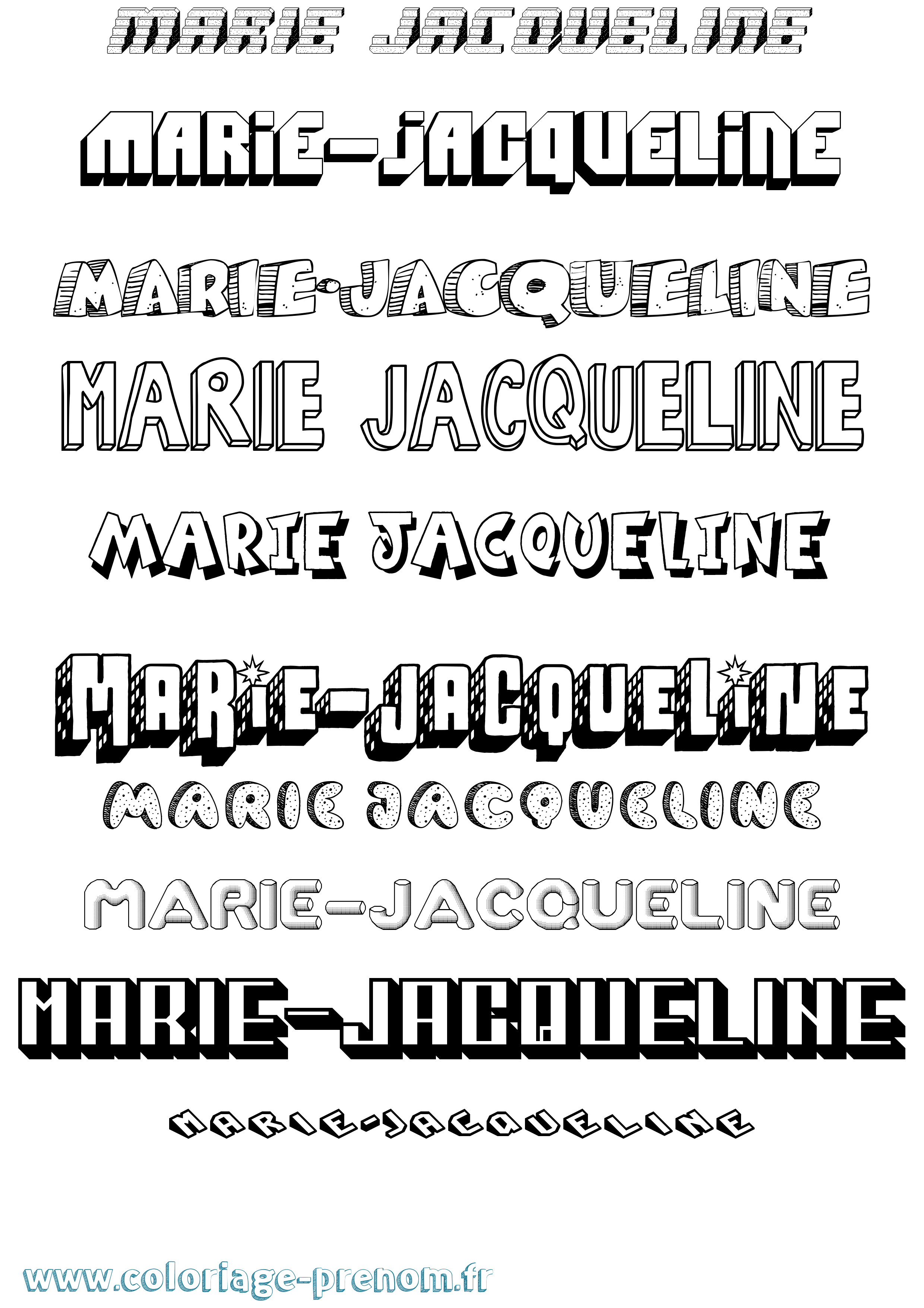 Coloriage Marie-Jacqueline Effet 3D Coloriage prénom Marie-Jacqueline Effet 3D