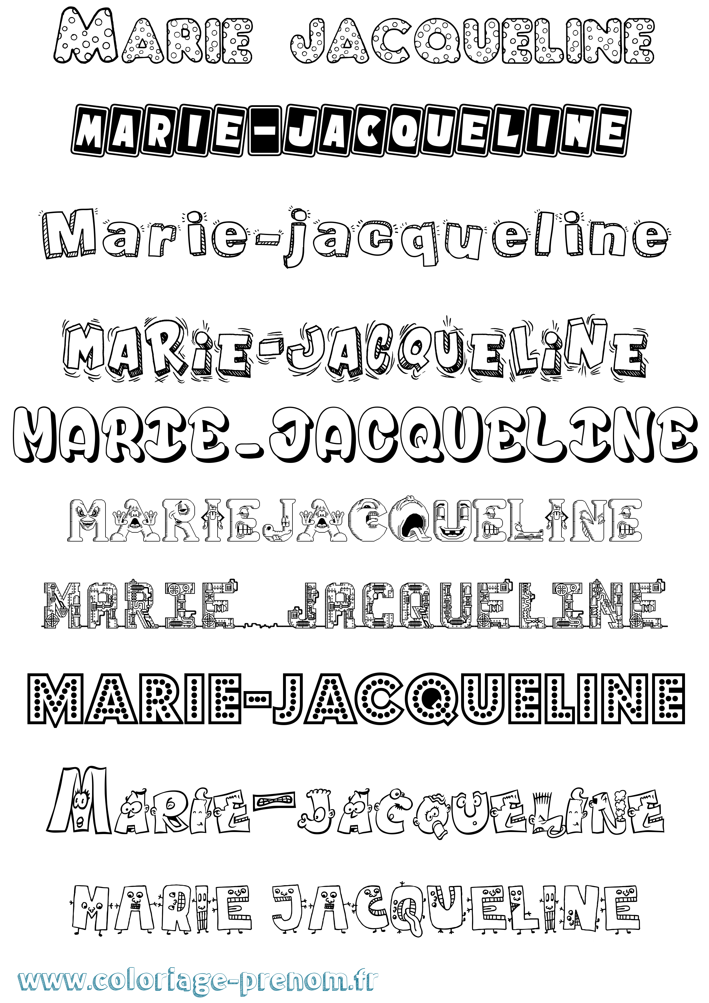 Coloriage Marie-Jacqueline Fun Coloriage prénom Marie-Jacqueline Fun